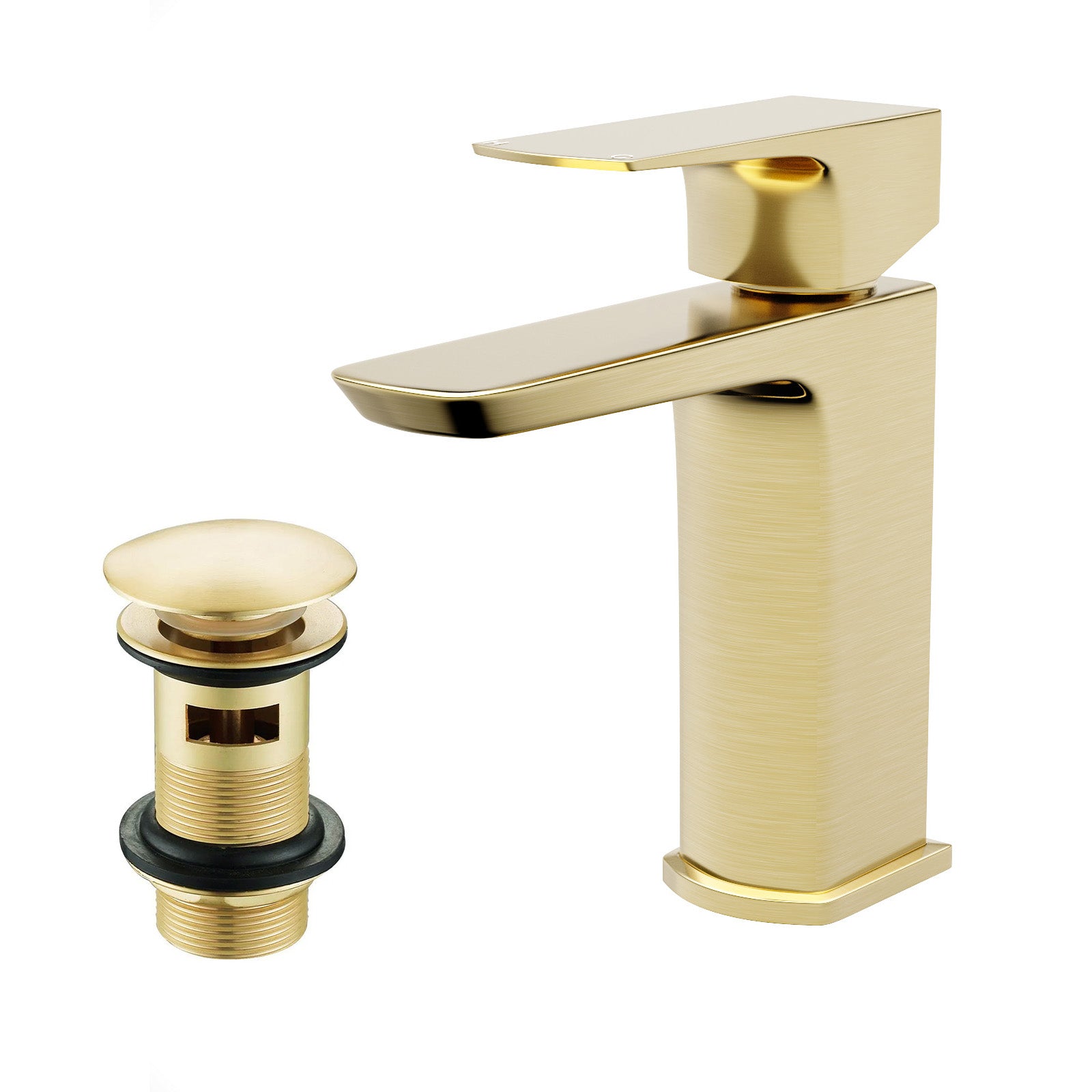 Brushed Brass Basin Mono Mixer Tap & Slotted Waste