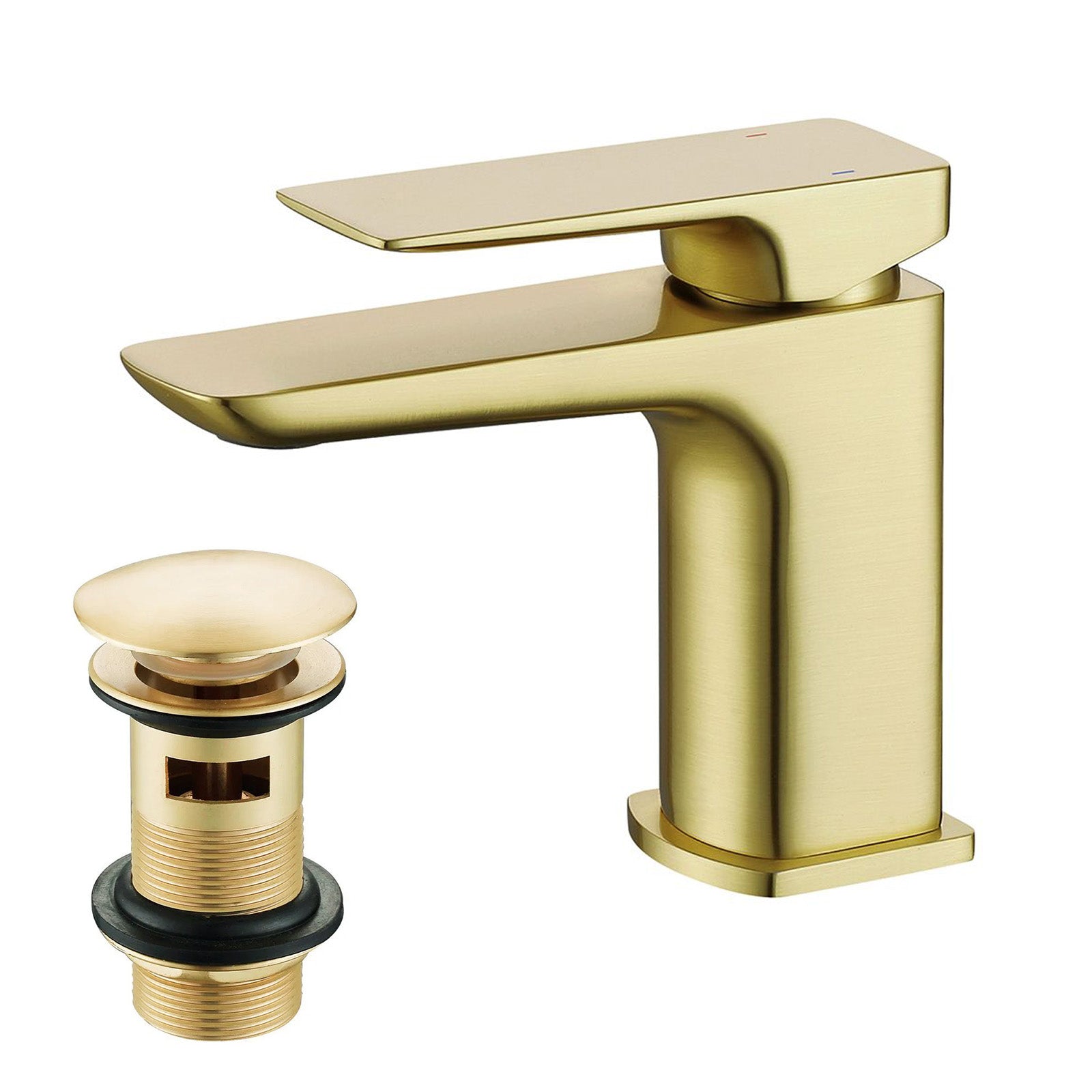 Astra Brushed Brass Square Basin Mono Mixer Tap + Waste