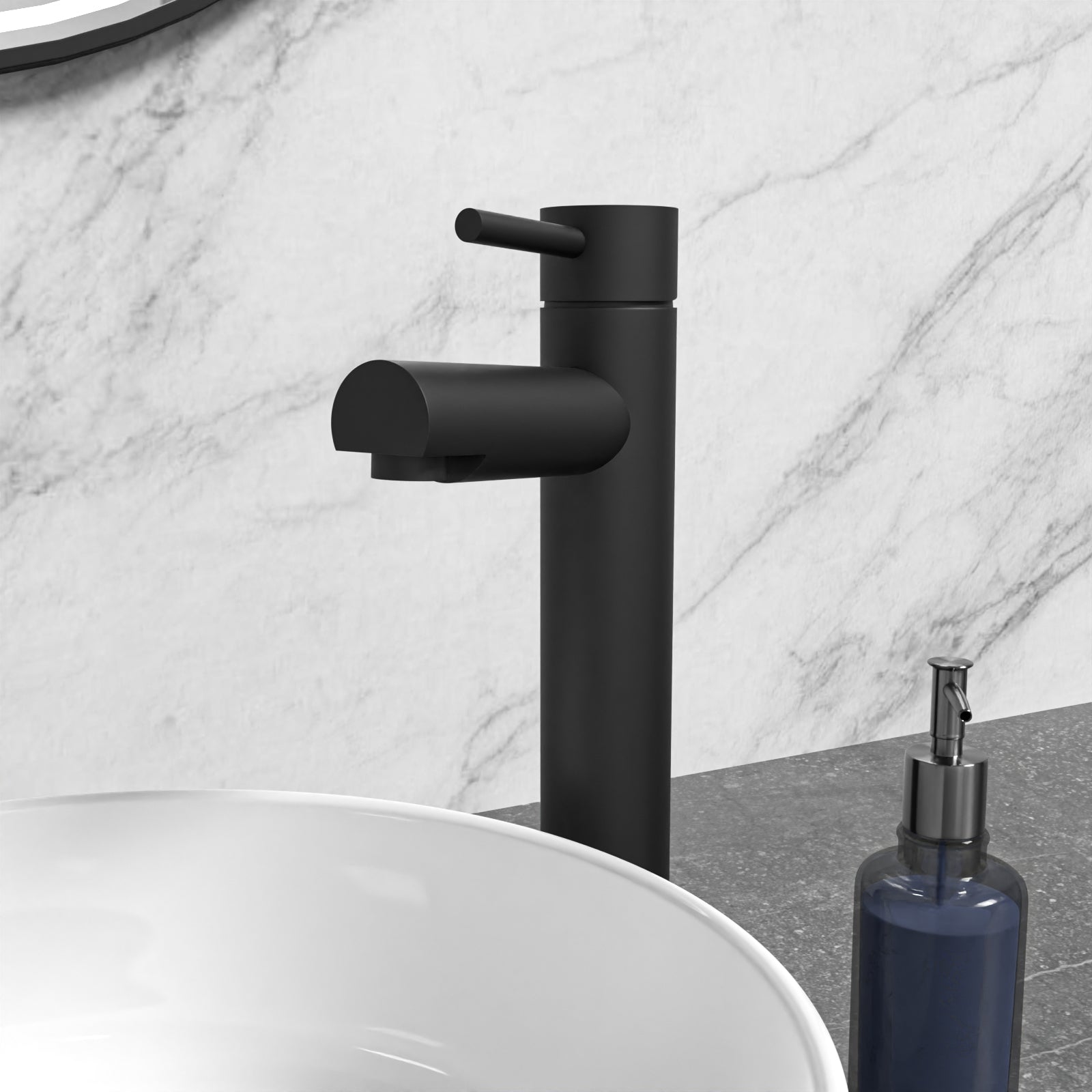 Matte Black Modern Brass Tall Basin Mono Mixer Single Lever Tap