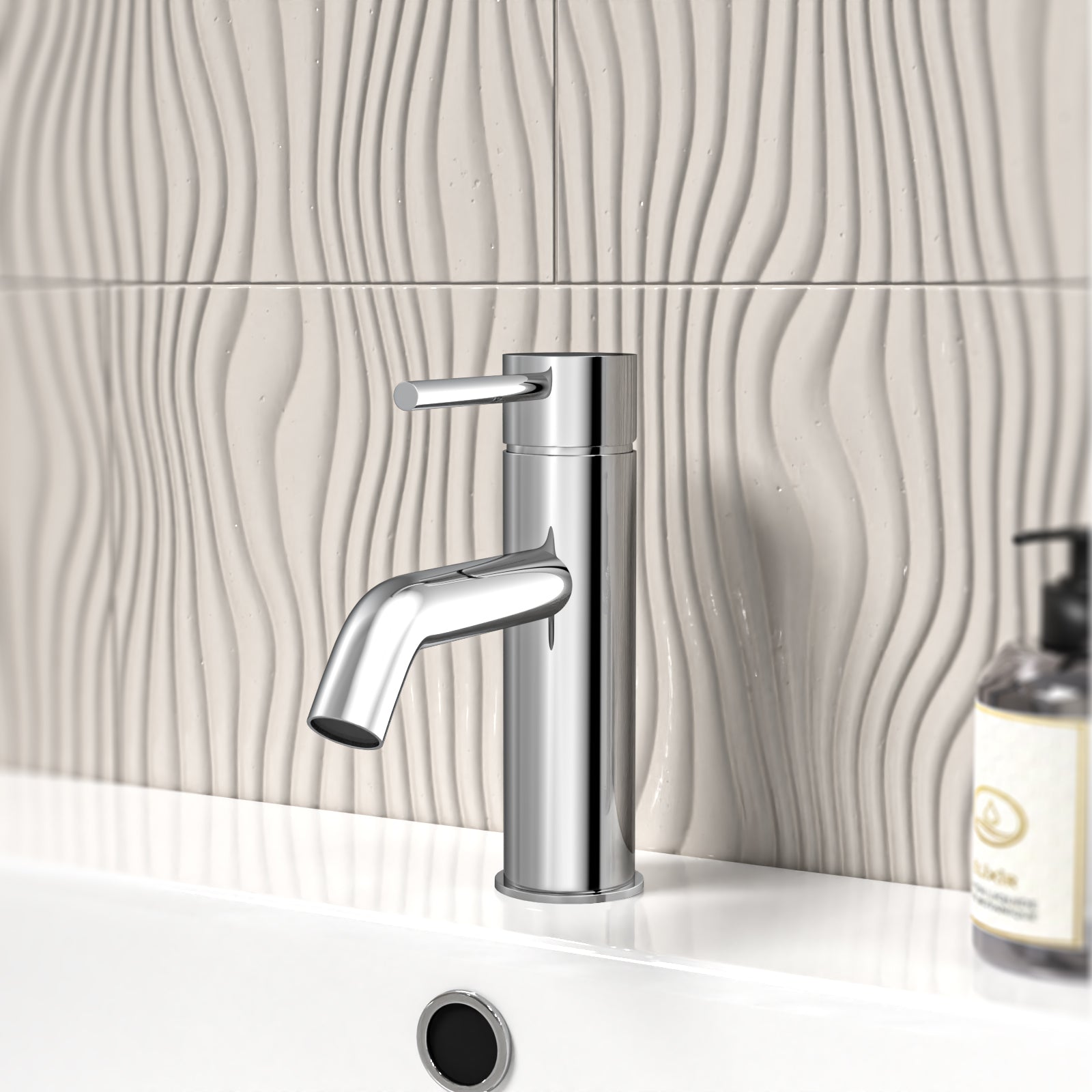 Chrome Deck Mounted Round Single Lever Basin Mono Tap