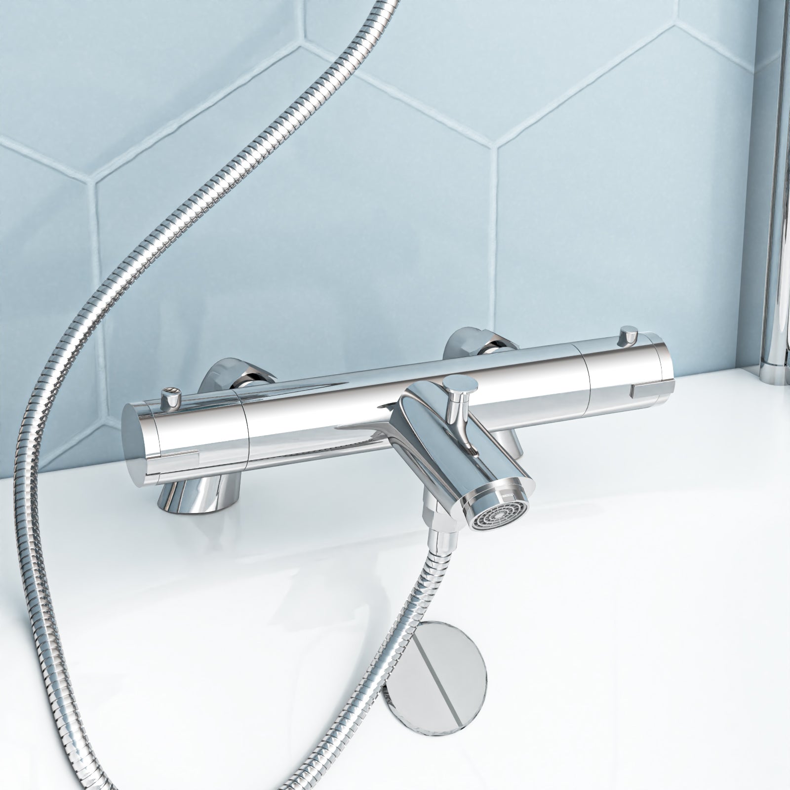 Chrome Thermostatic Mixer Tap for Bath Shower Set