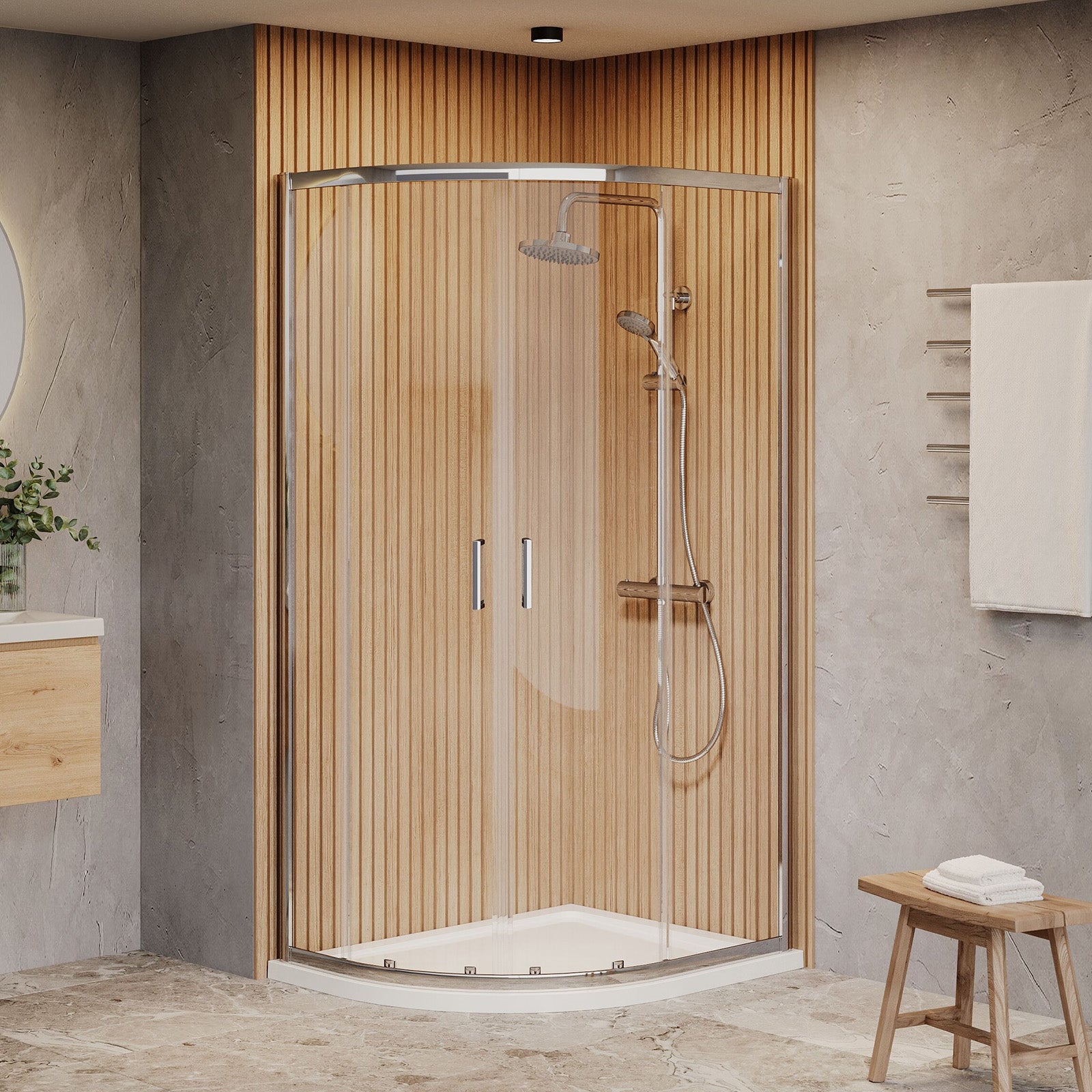 1000x800x1850mm Offset Quadrant Shower Enclosure - Chromed Frame