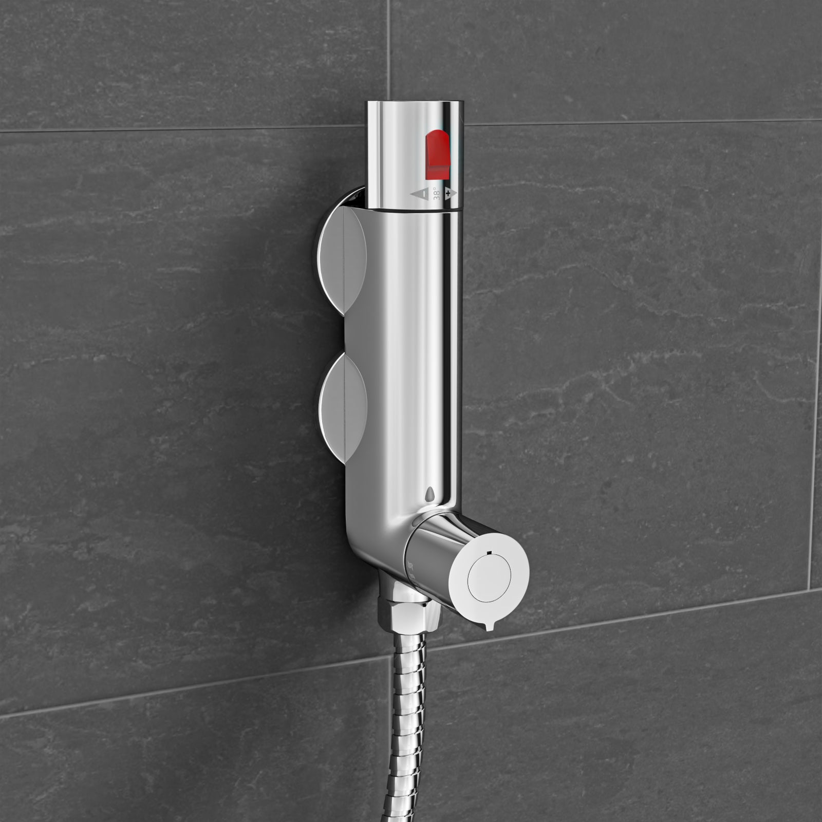 Rosa Modern Chrome Thermostatic Bar Mixer Shower Valve Round 1/2" Top Outlet