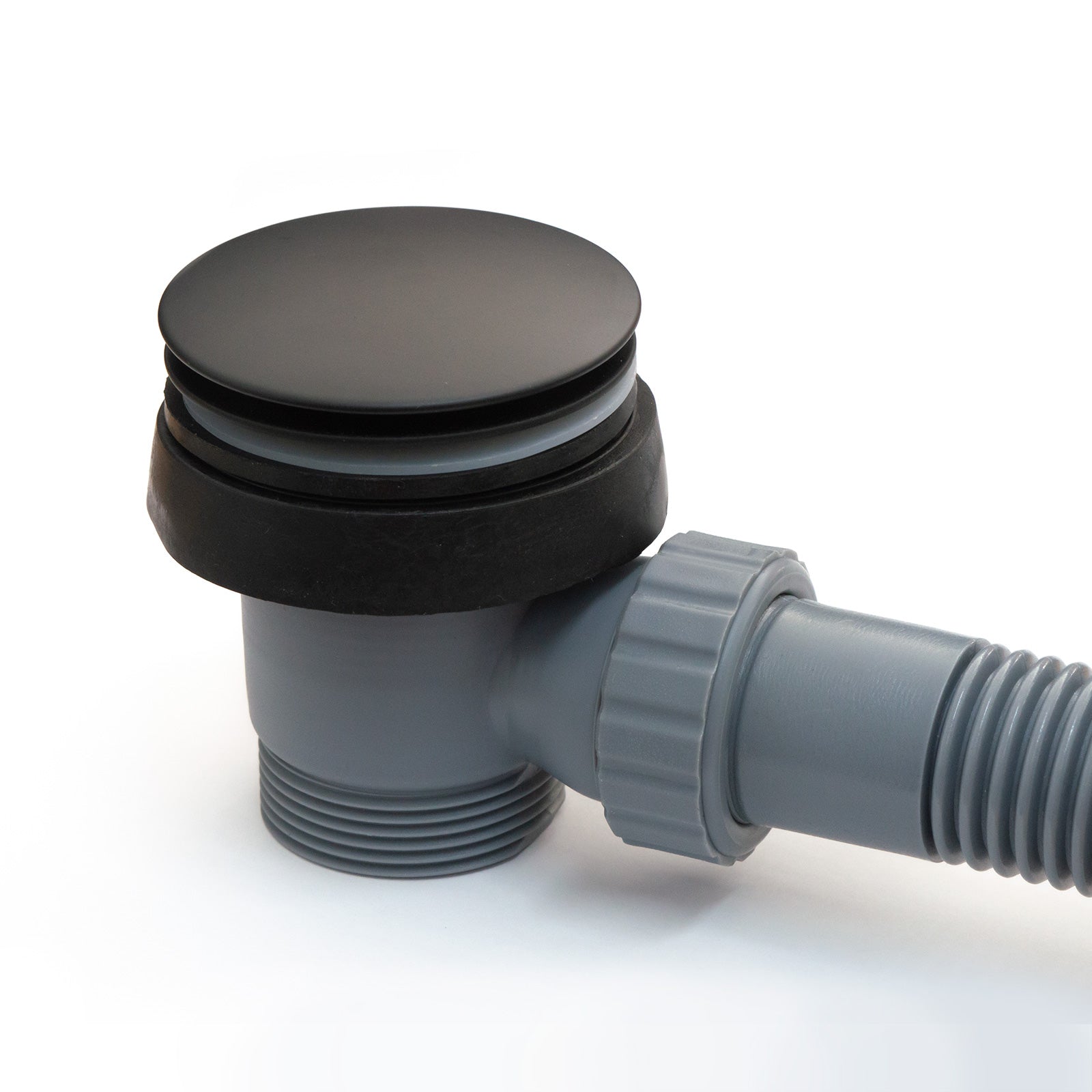 Round Bath & Sprung Waste With Minimalist Overflow Black Finish