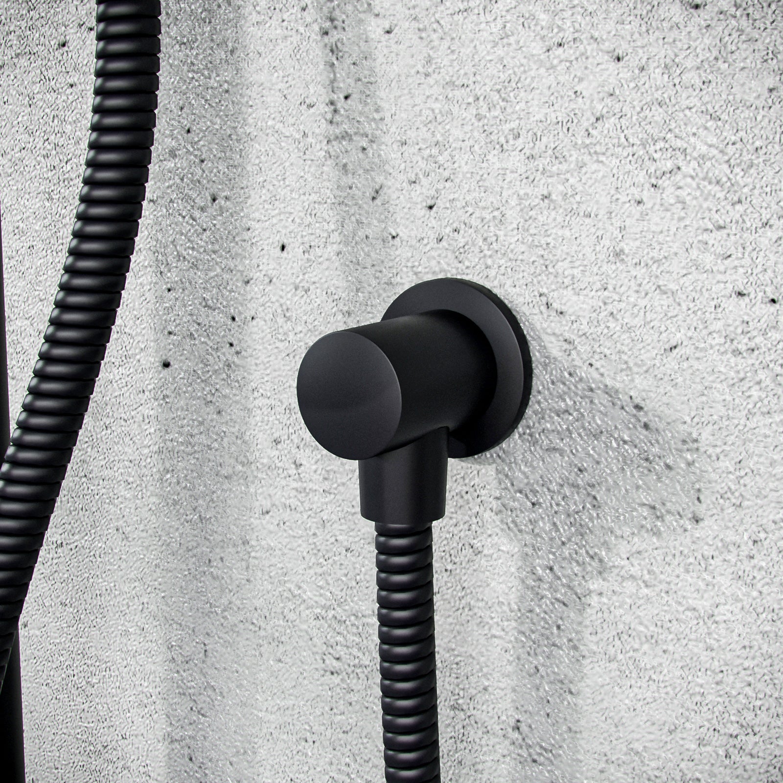 Round Matte Black Wall Mounted Outlet Elbow Shower Hose Concealed Connector Kit