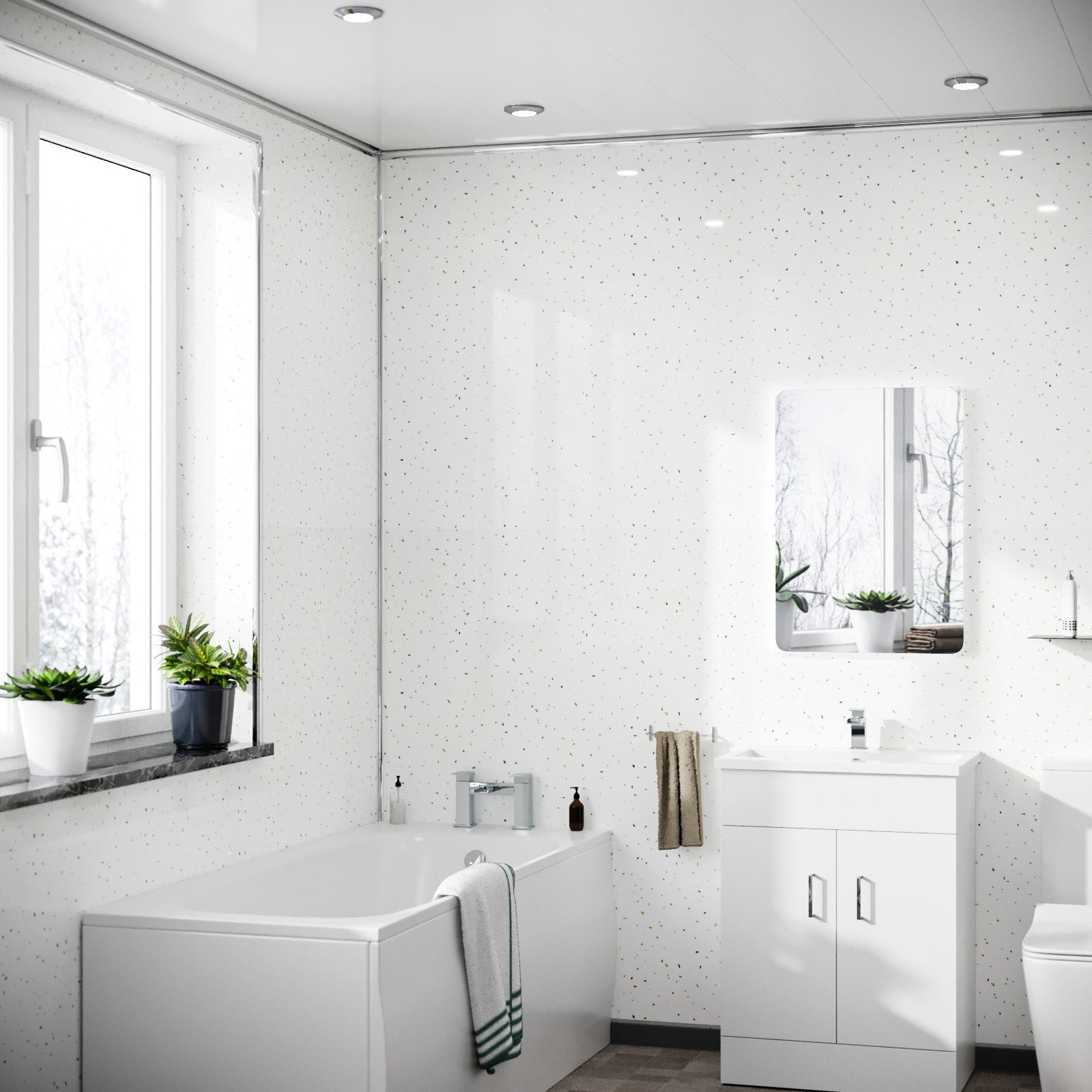 PVC Panel White Galaxy Cladding 250mm X 2700mm X 5mm (Pack Of 4)