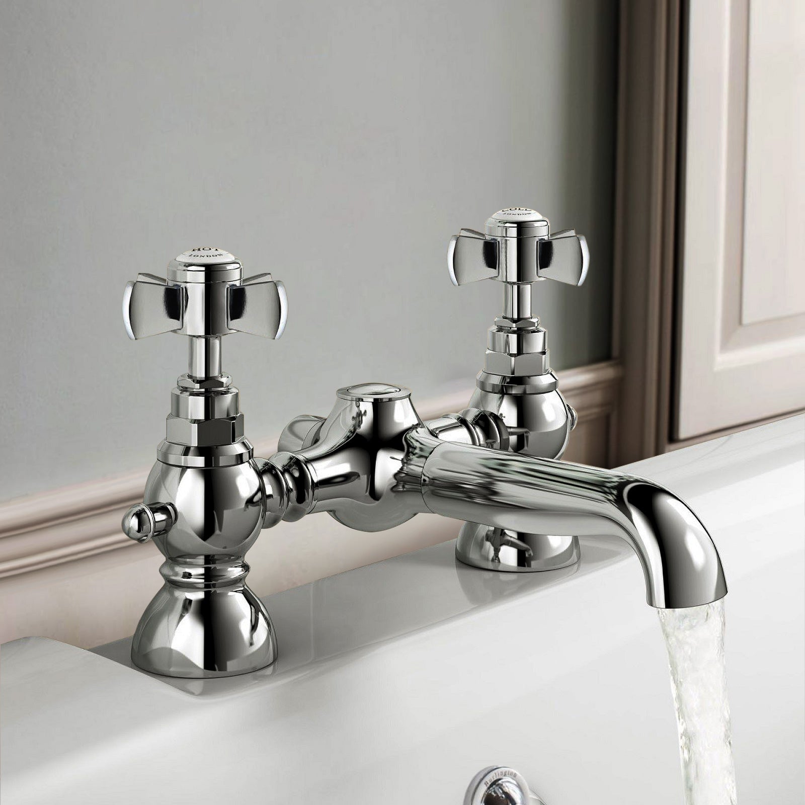 Phillip Bathroom Traditional Chrome Solid Brass Bath Filler Cross Mixer Tap