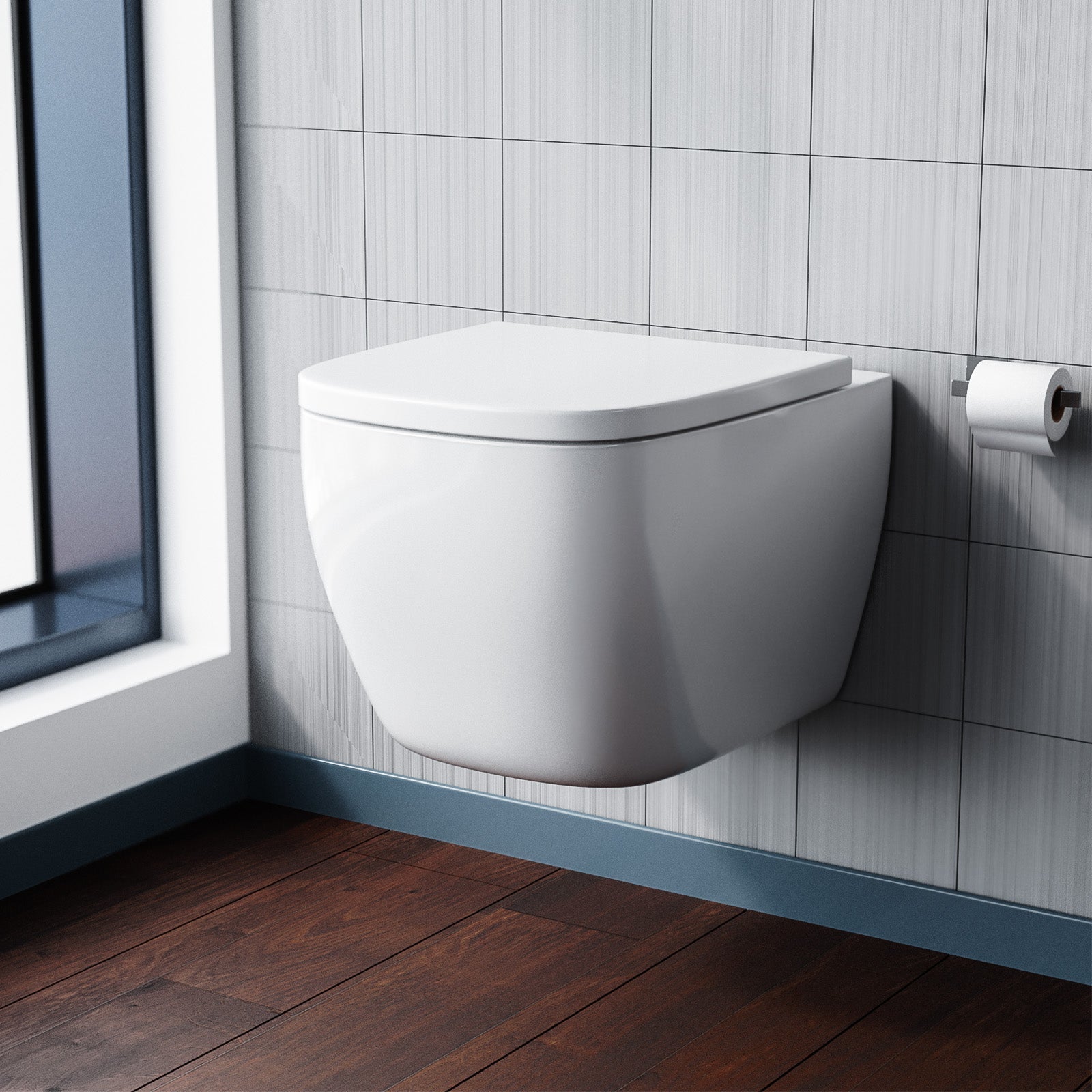 Witney Rimless Wall Hung Toilet Pan with Soft Close Toilet Seat