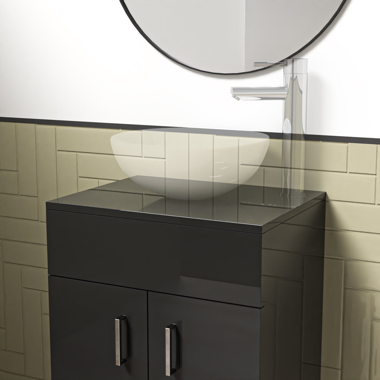 500mm Anthracite Moisture Resistant Vanity Cabinet Worktop
