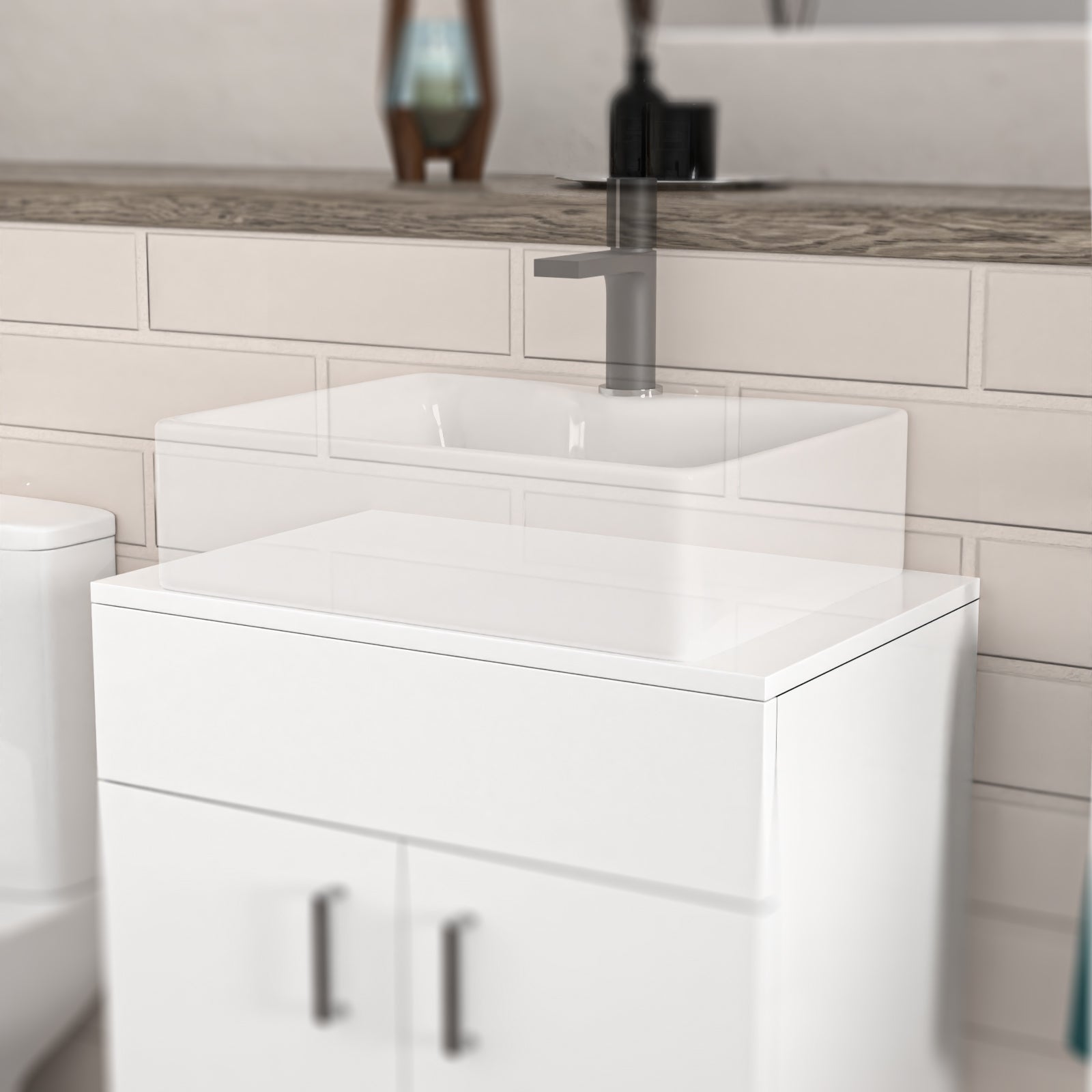 600mm White Moisture Resistant Vanity Cabinet Worktop