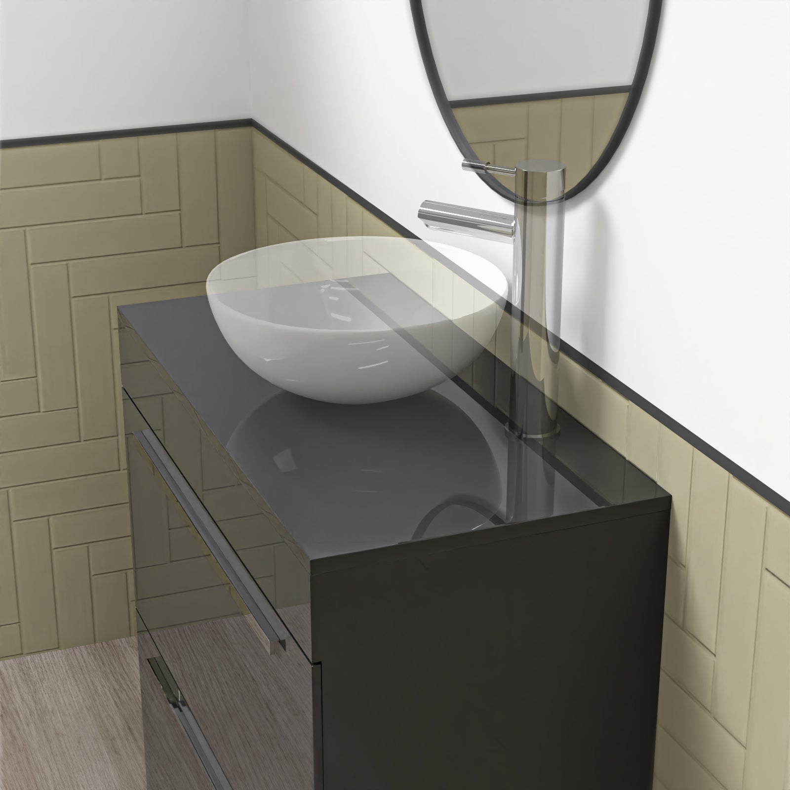 800mm Anthracite Moisture Resistant Vanity Cabinet Worktop