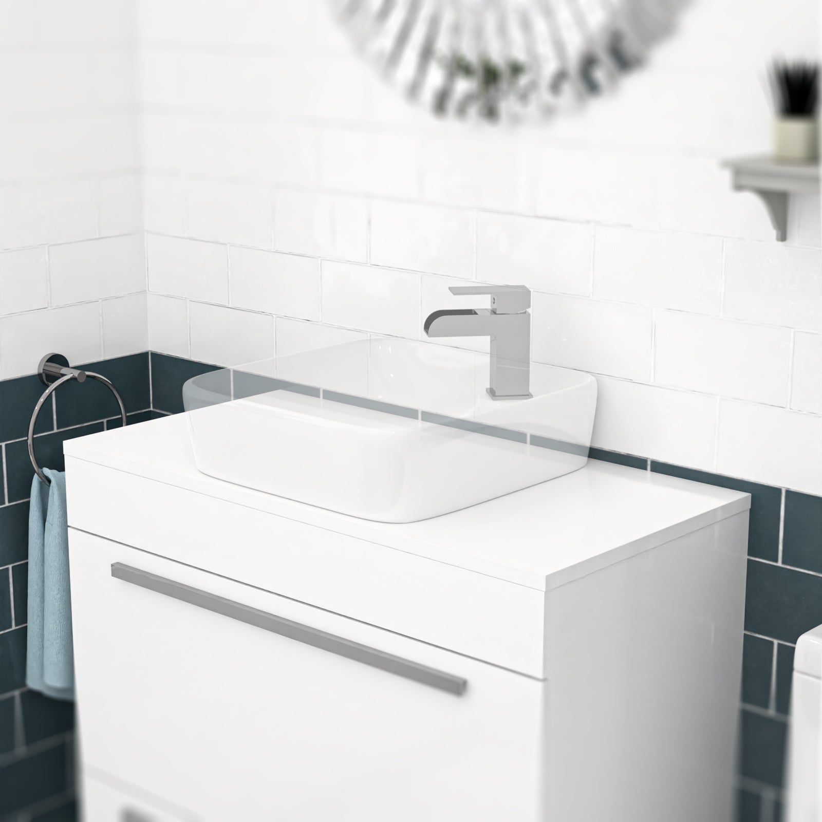 800mm White Moisture Resistant Vanity Cabinet Worktop