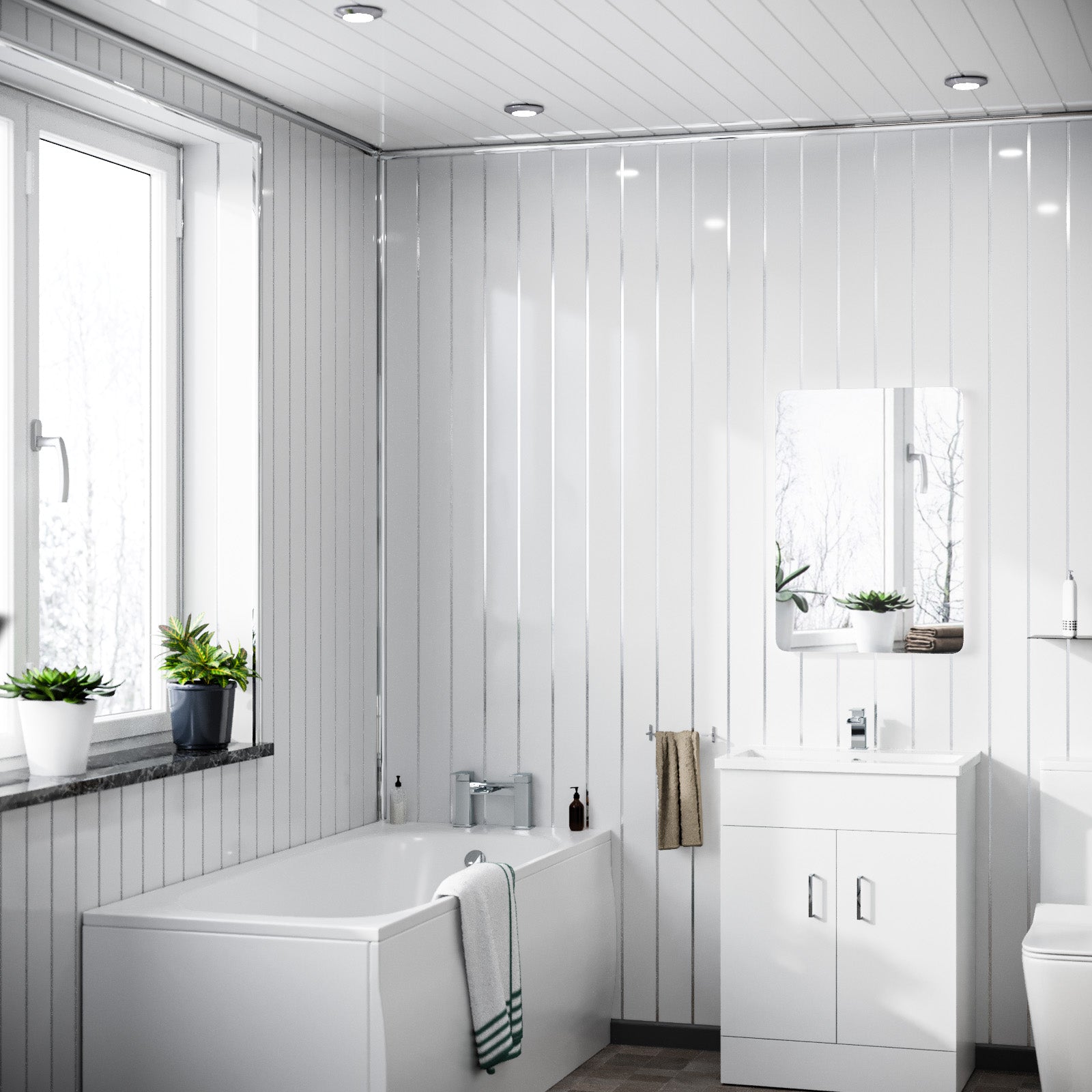 PVC Panel Gloss White Silver 200mm x 2700mm x 6mm (Pack Of 5)