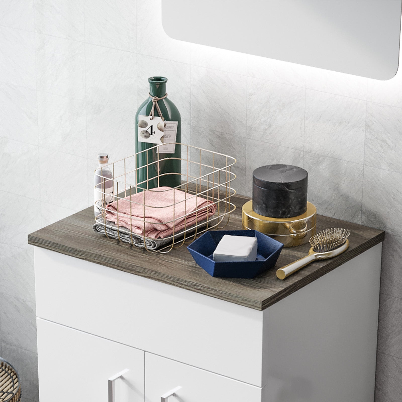 Napton 505mm Oak MDF Bathroom Worktop For Vanity Cabinet