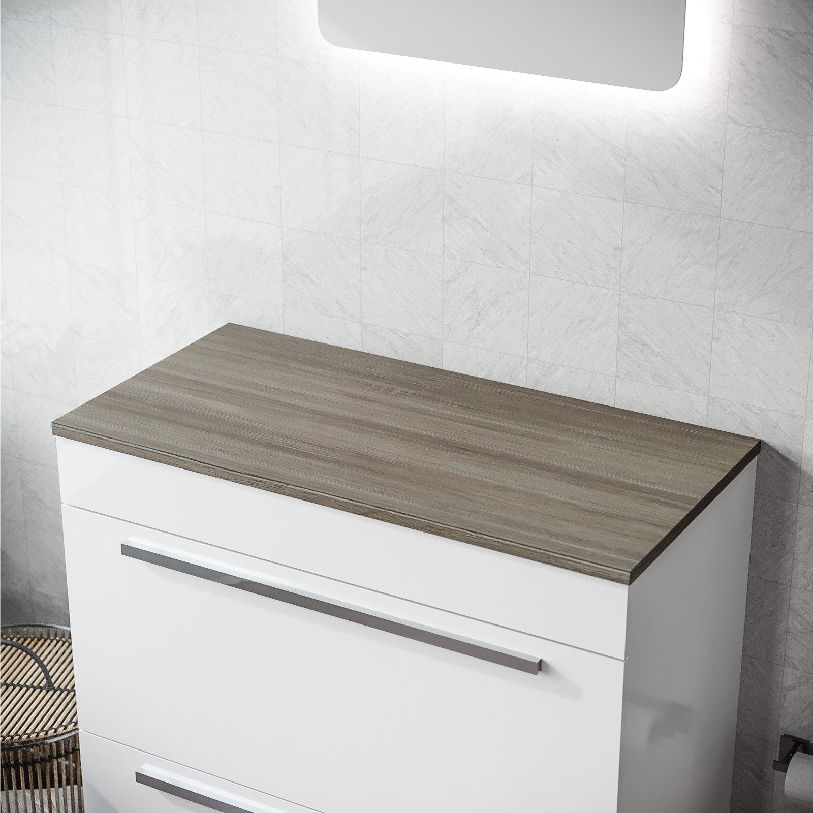 Kendal 805mm Oak MDF Bathroom Worktop For Vanity Cabinet