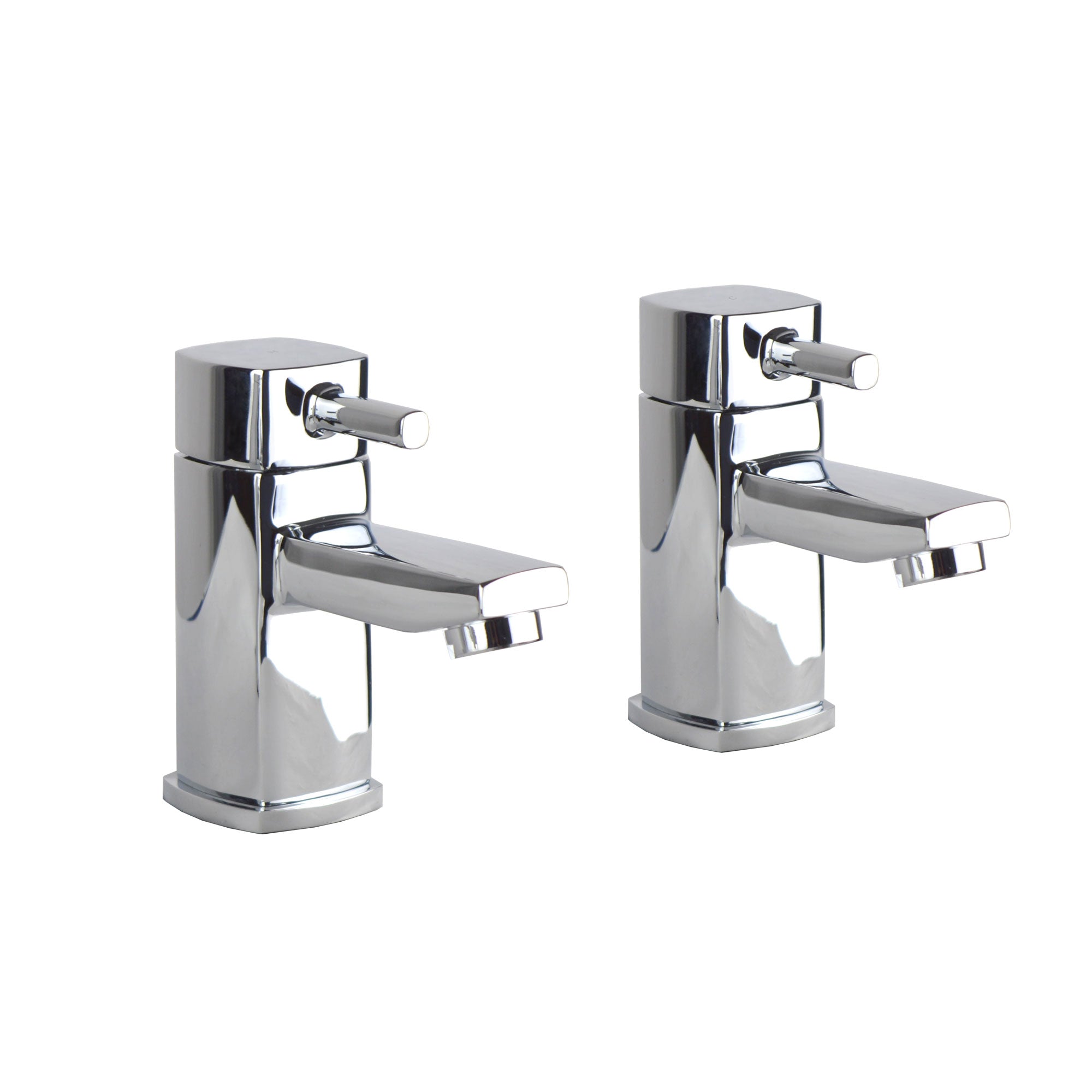 Boston Modern Set Of Chrome Hot & Cold Twin Bath Taps Deck Mounted Brass