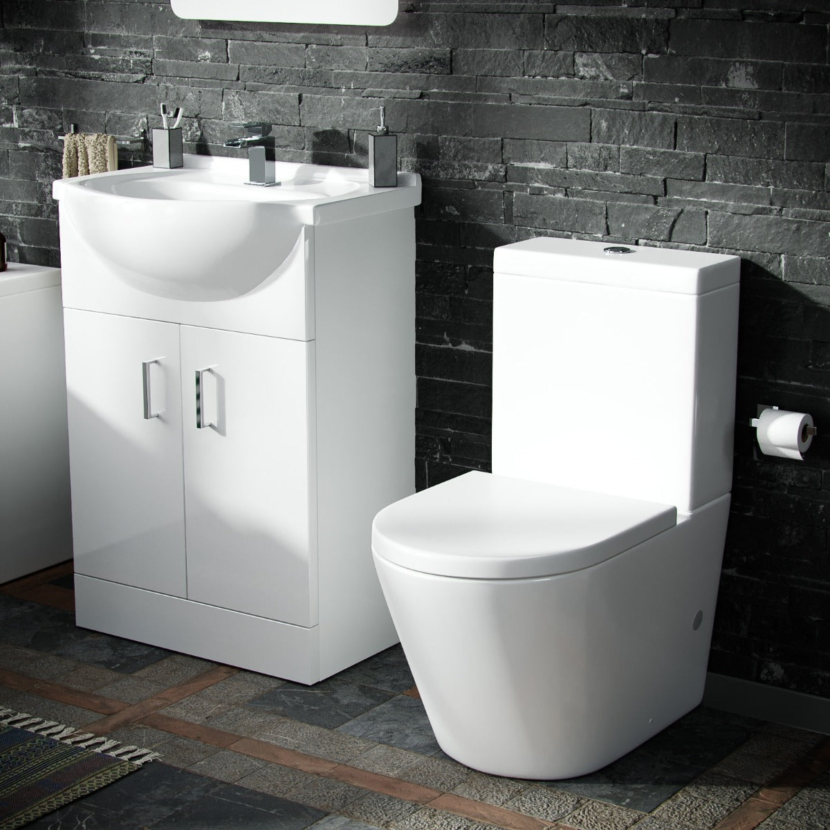 Ellen 1700 Bath Vanity Basin Unit Rimless Close Coupled Bath Mixer & Wastes