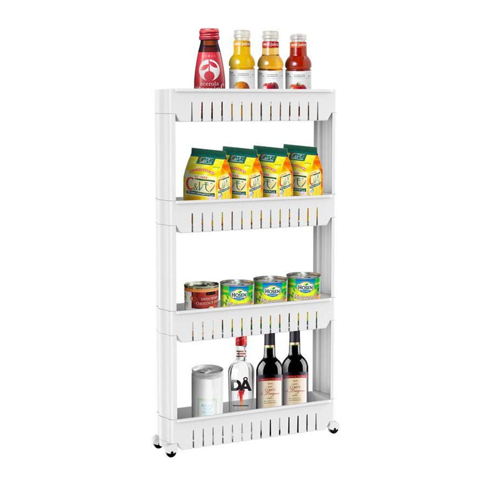 Slim 4 Tier Storage Trolley Cart White