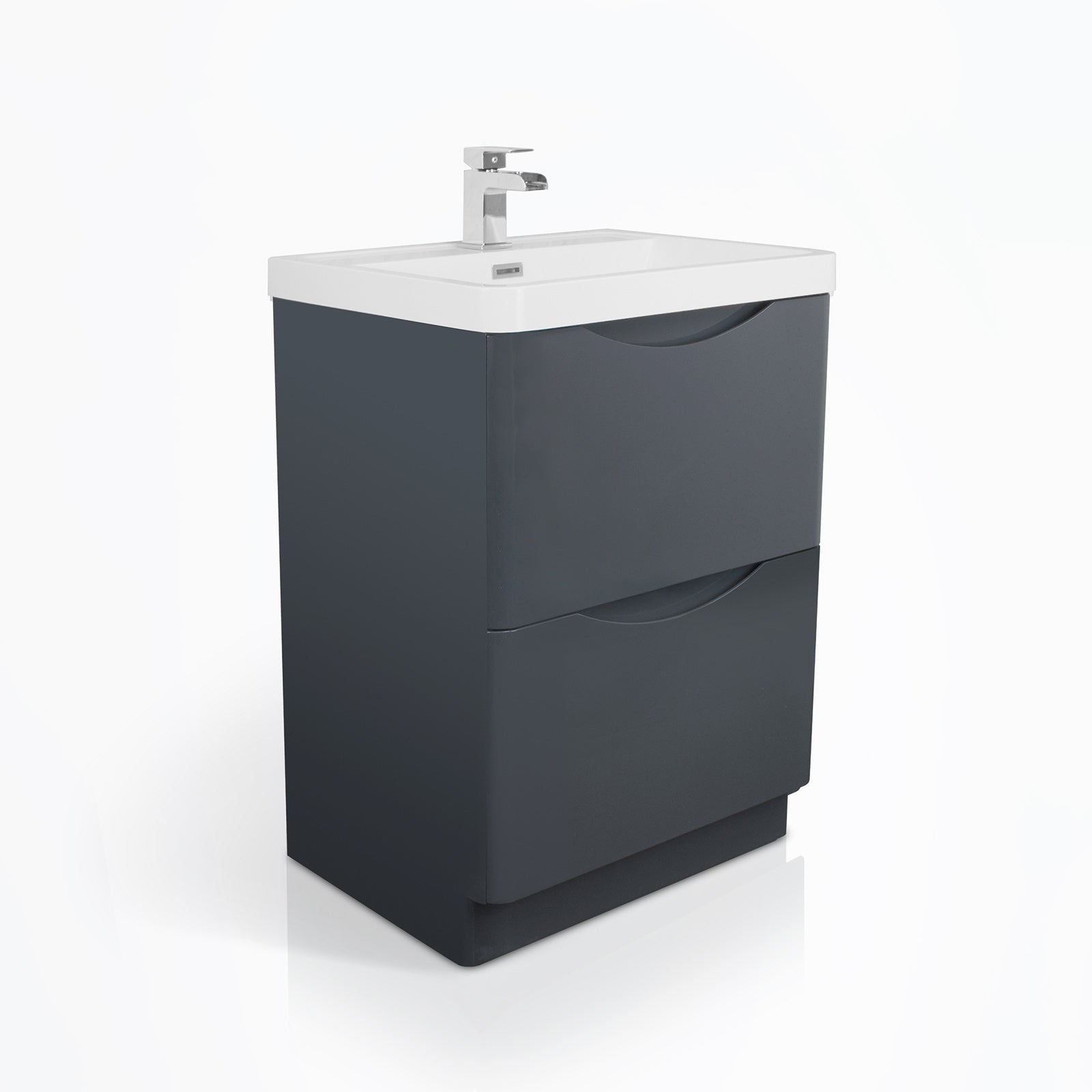 Merton Anthracite 600mm Vanity Unit and Tall Wall Hung Storage Cabinet Resin Basin
