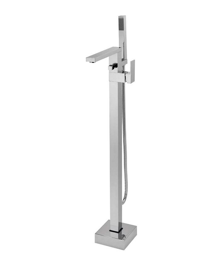 Cube Modern Design Square Freestanding Chrome Bath Shower Mixer Tap With Handset Kit