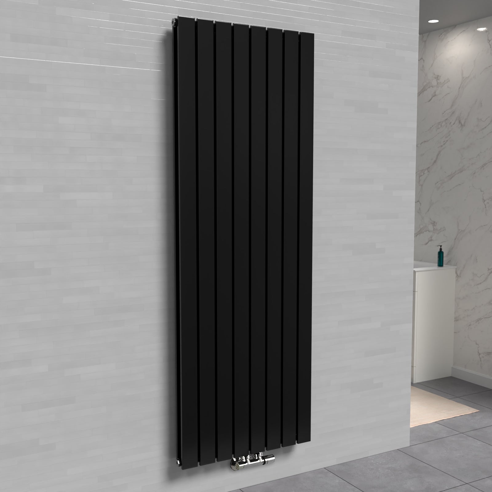 Vertical Flat Panel Black Central Connection Radiator 1800 X 546 mm