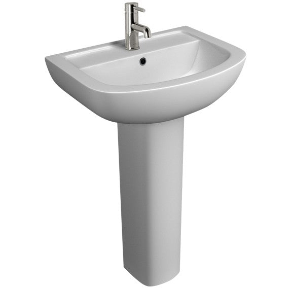 Kartell White Full Pedestal Basin 550 mm - 1 Tap Hole