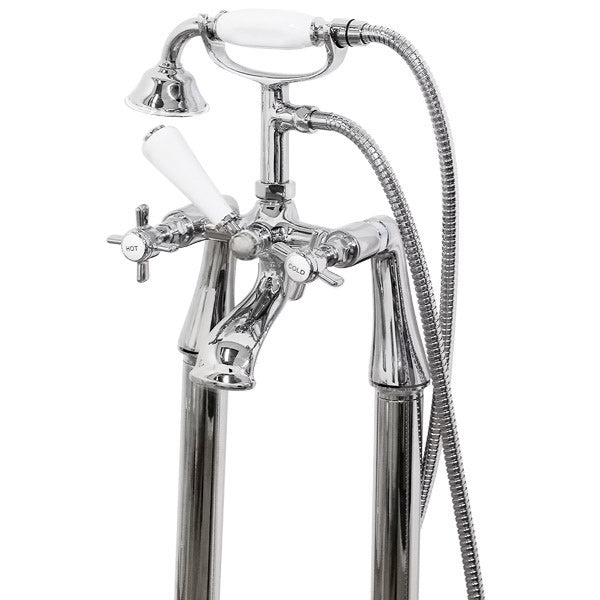 Edwardian Traditional Freestanding Cross Head Lever Bath Shower Mixer Tap