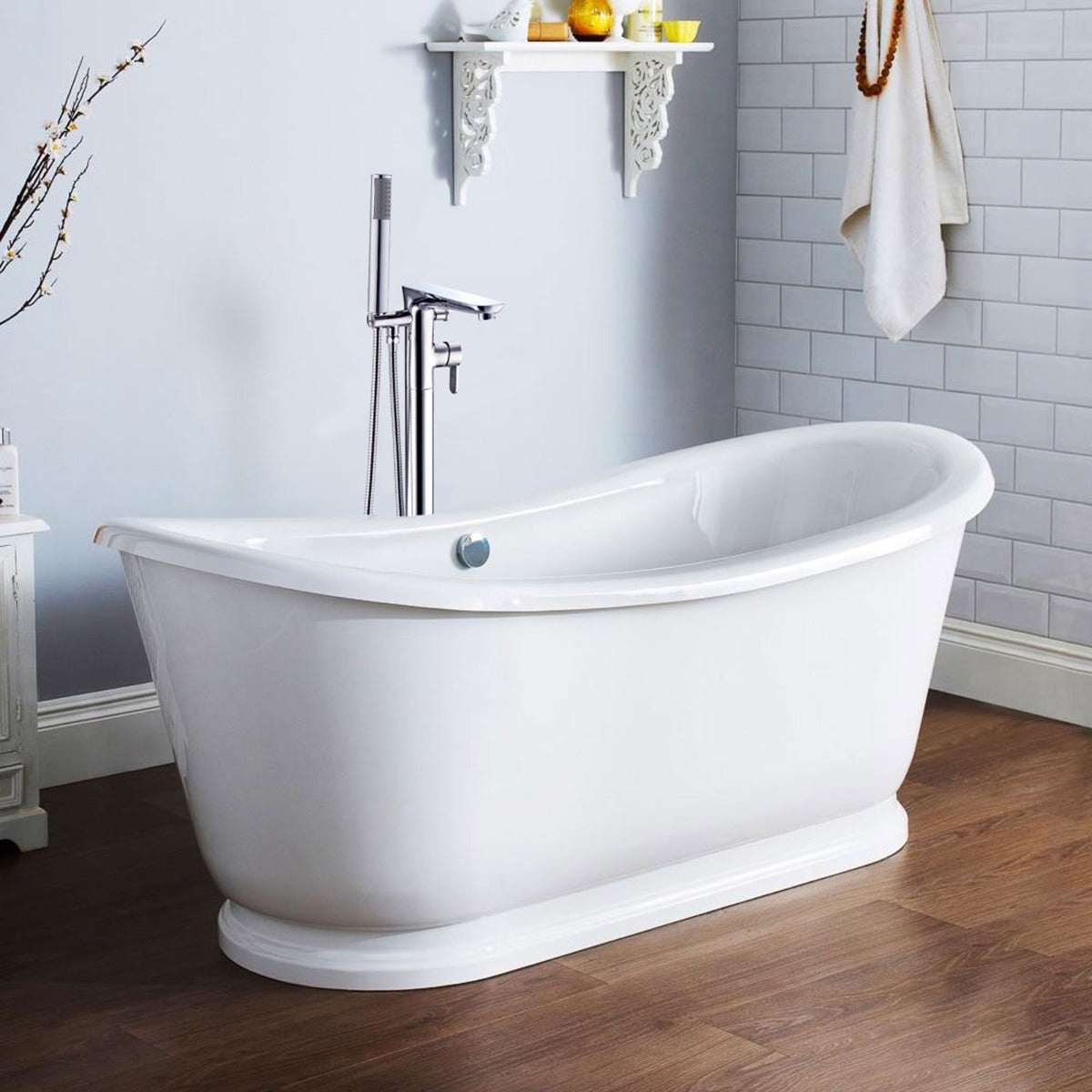 Chrome Perth Floor Standing Bath Shower Mixer Tap