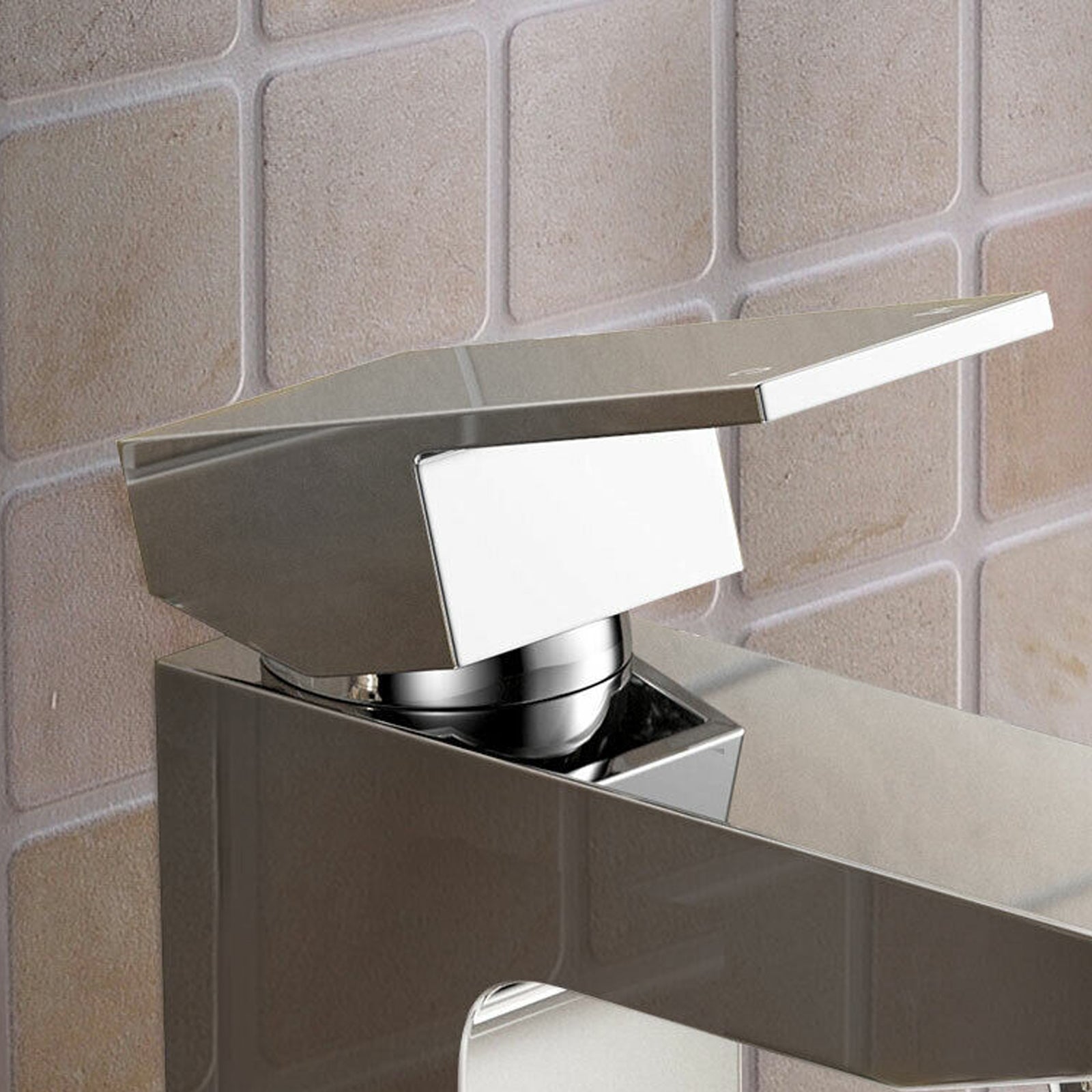 Ozone Contemporary Chrome Basin Sink Mono Mixer Tap & Waste