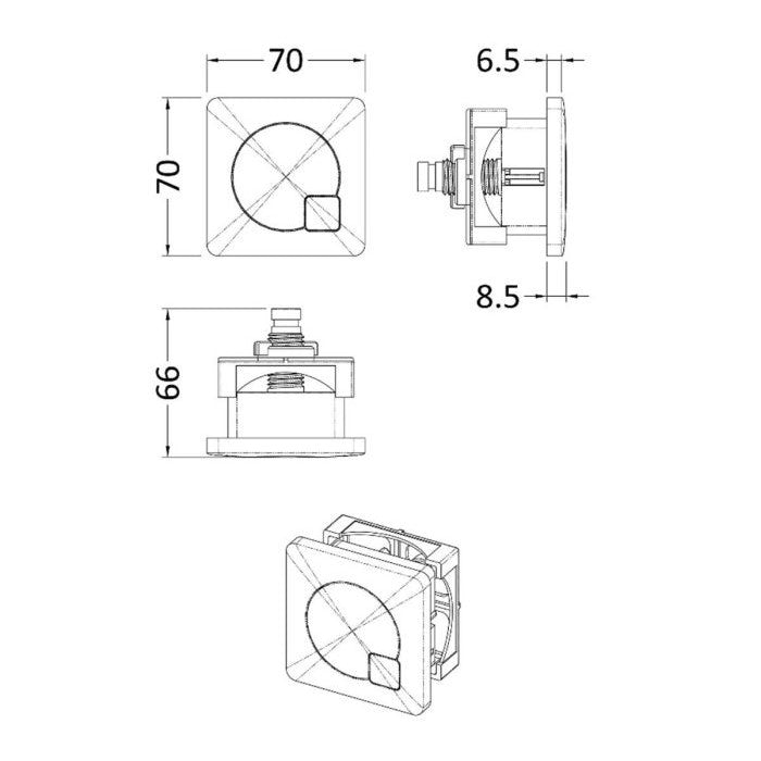 Gold Brushed Brass Square Concealed Cistern Flush Button