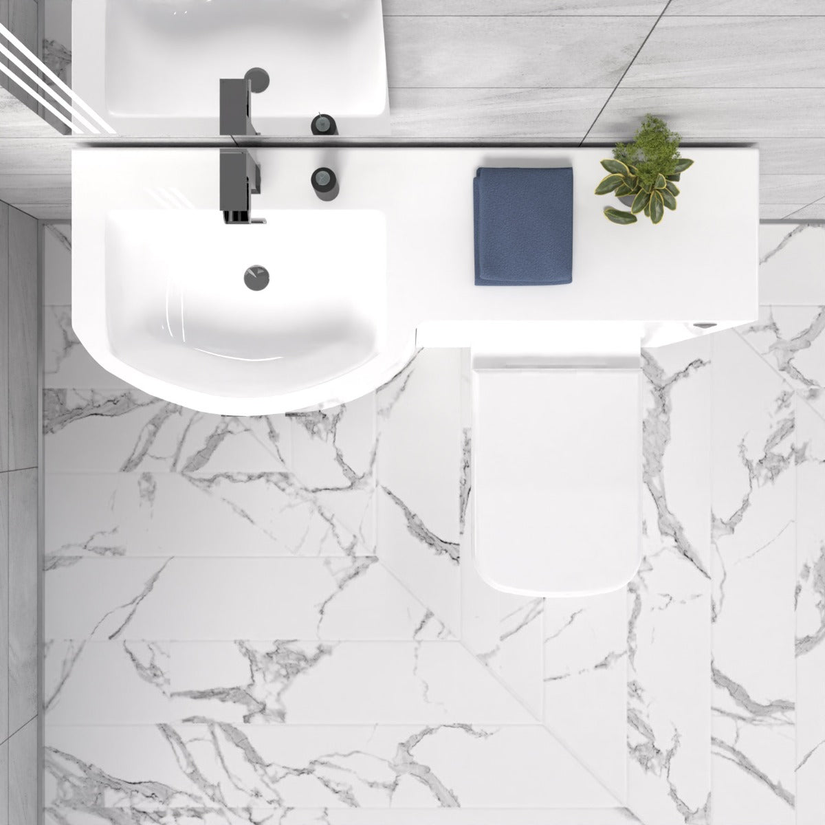 Dene 1100mm Sink White Combination Vanity Unit with BTW Toilet