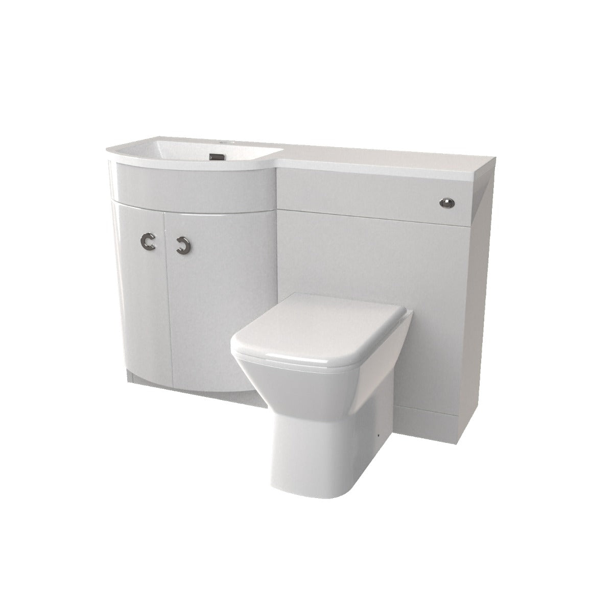 Dene 1100mm Sink White Combination Vanity Unit with BTW Toilet