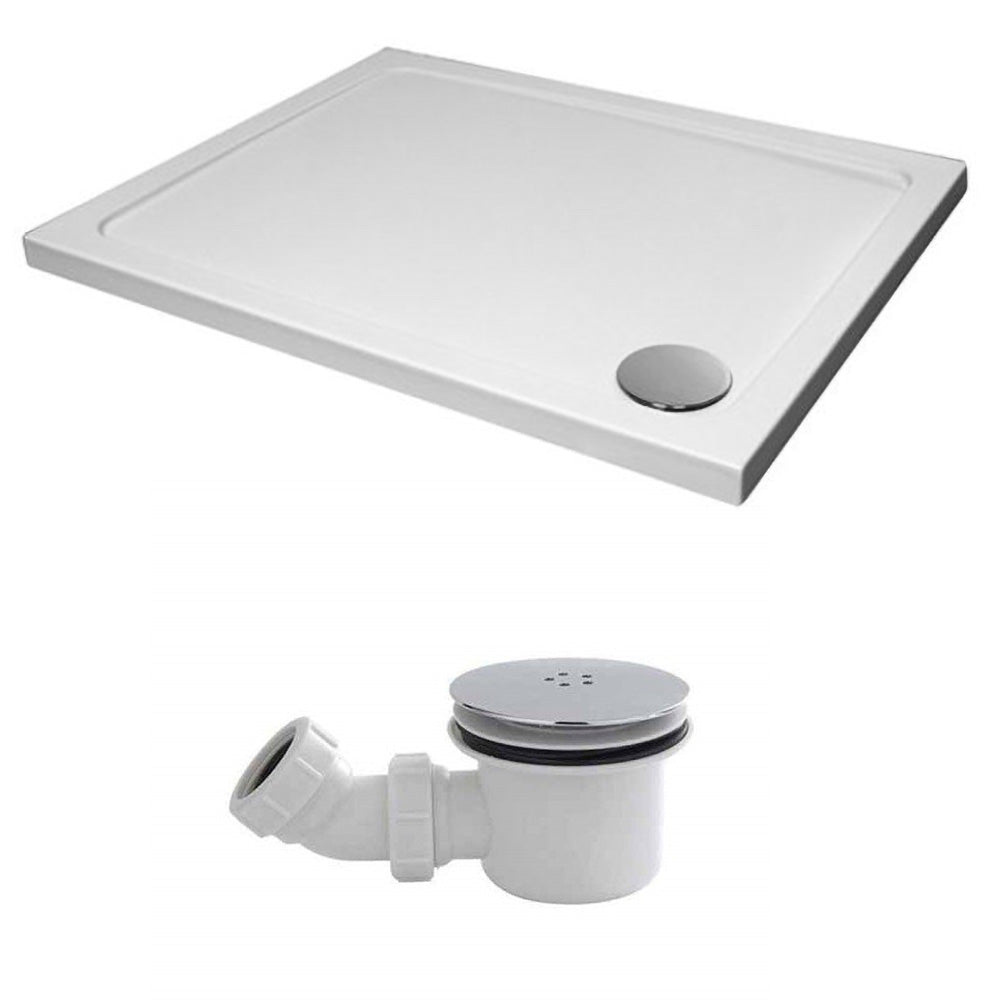 Small Low Profile 900 x 700 Stone Resin Shower Tray Rectangle with Waste