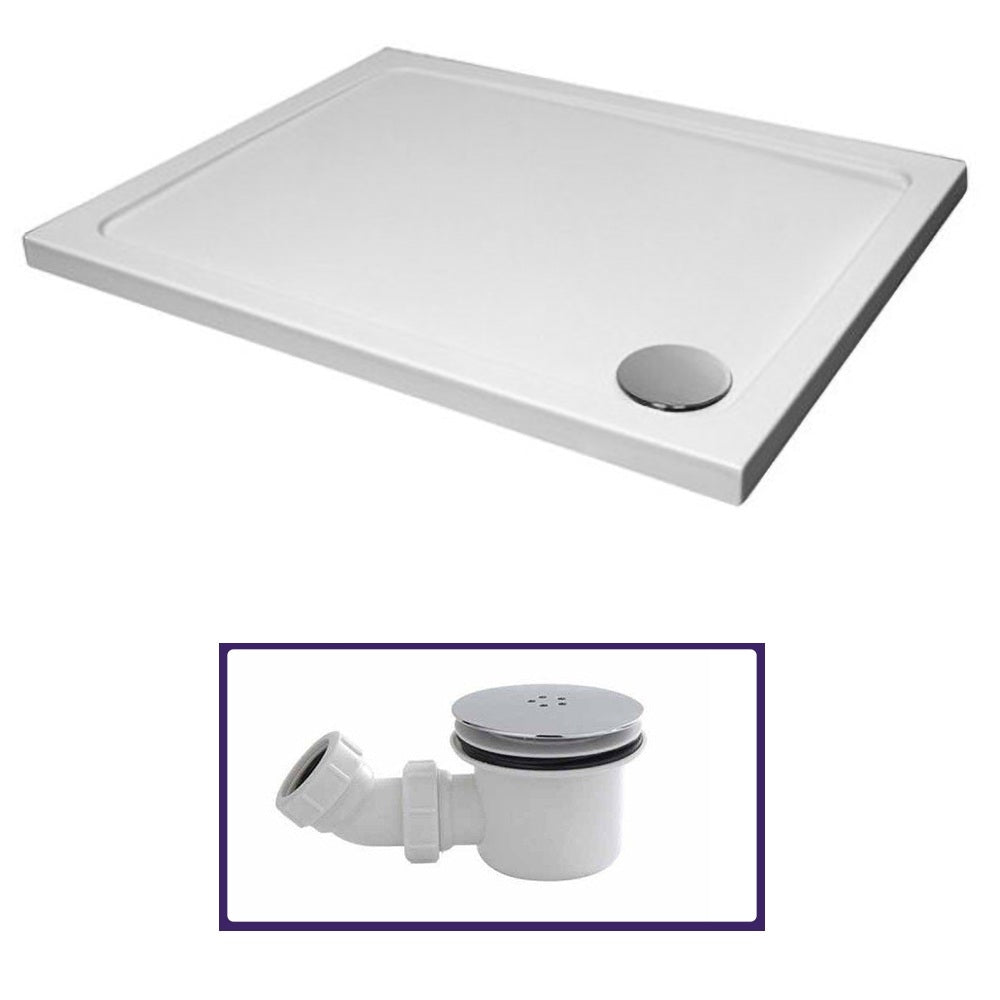 1000 x 760 Shower Tray White Low Profile Rectangle for Shower Enclosure