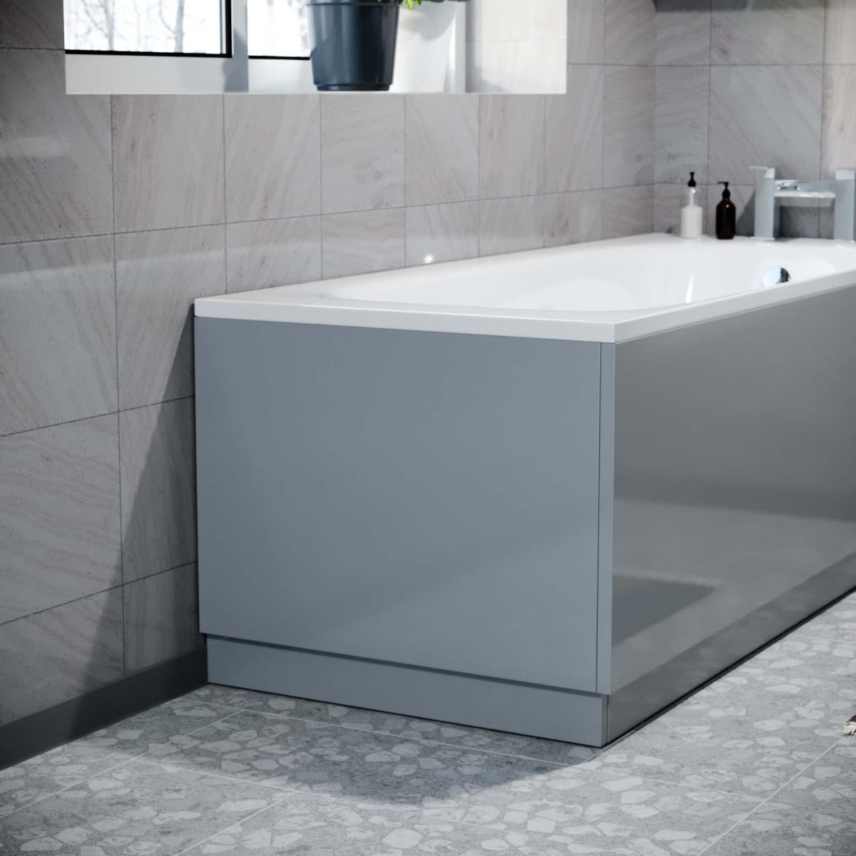 Gorge Modern 800mm Light Grey High Gloss PVC End Panel 15mm Thickness + Plinth