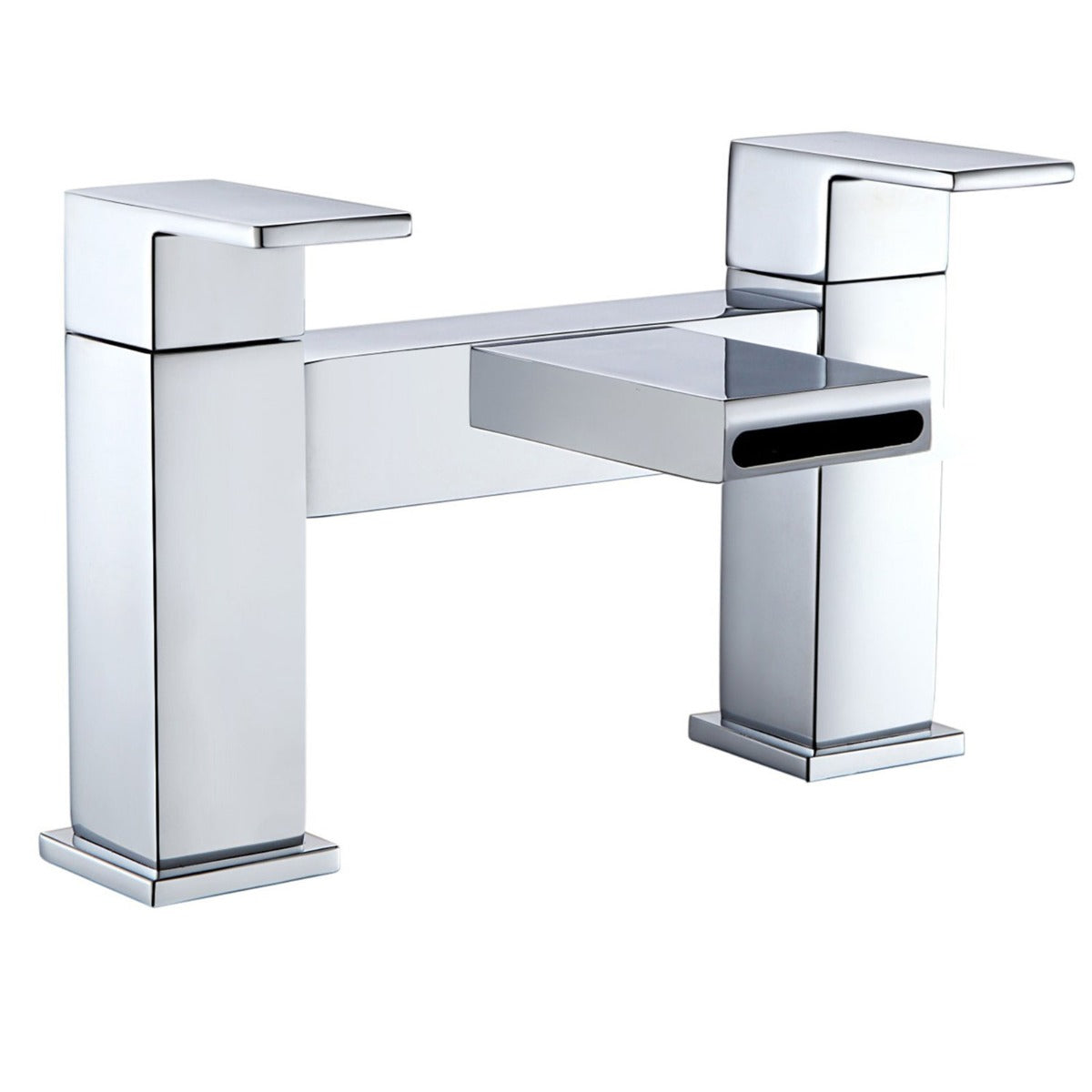 Saturn Designer Square Chrome Waterfall Basin Mono Mixer Tap & Bath Filler Taps