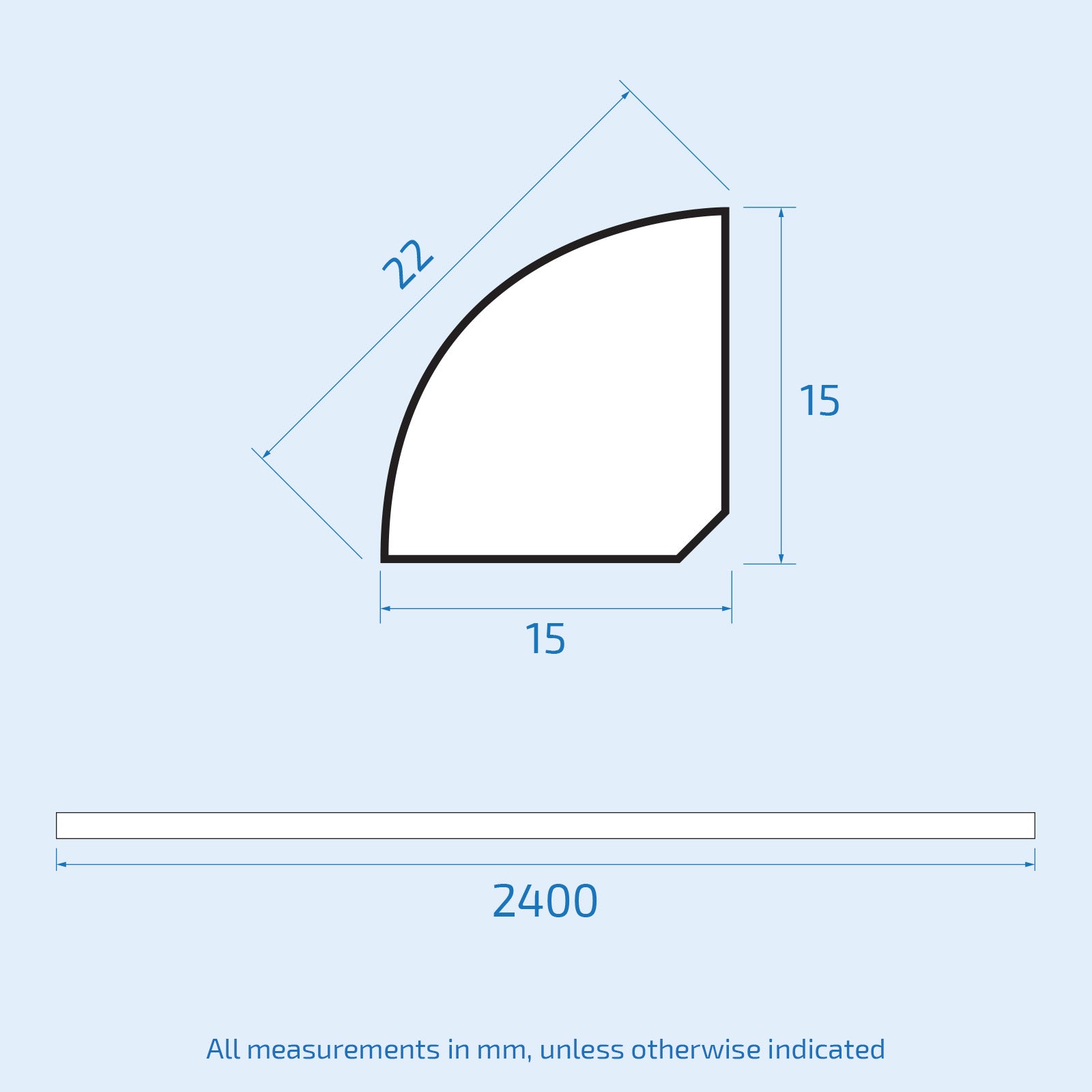 Retroft PVC Quarter Round Silver 2400mm panelling Trim