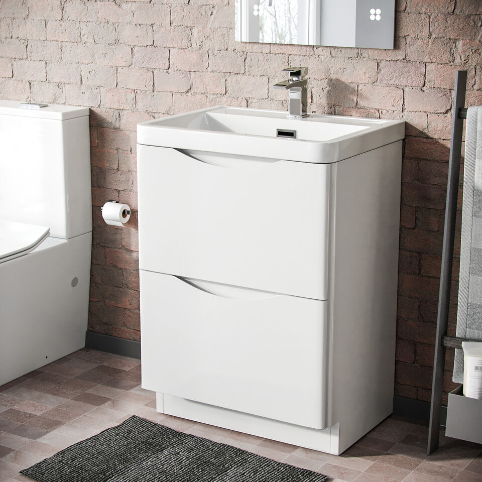 Merton 600mm White Basin Vanity Unit with Chrome Tap & Waste