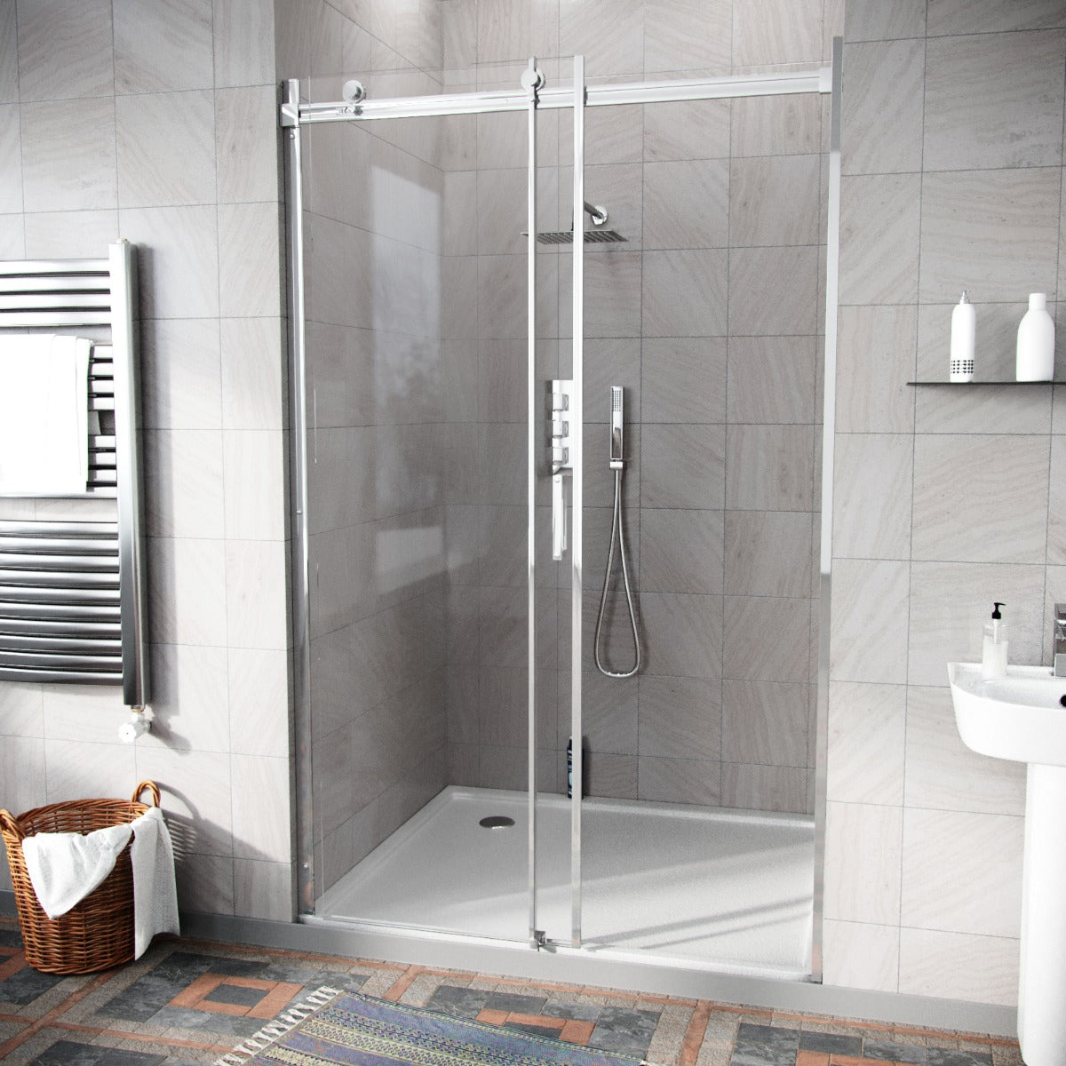 Hardwick 1000mm Frameless Sliding Shower Enclosure 8mm Clear Tempered Glass