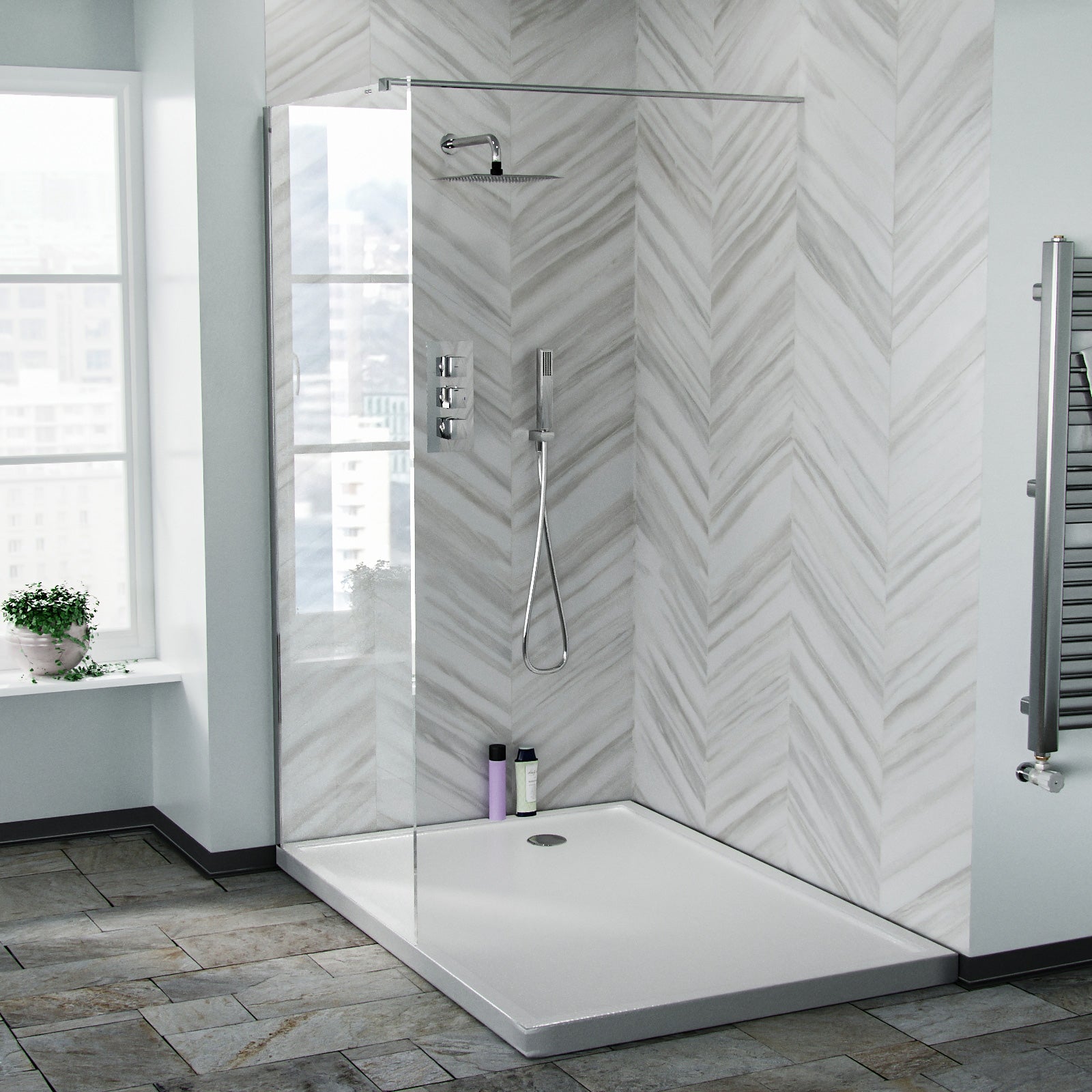Samoa 900 mm Walk In Wet Room Enclosure Panel