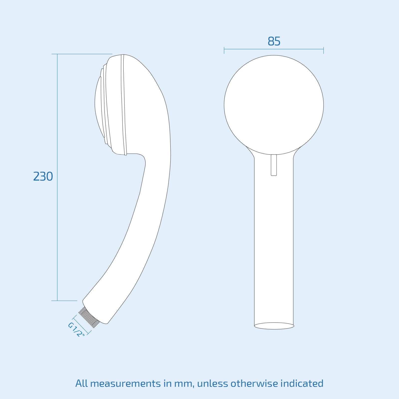 Chrome Large 5 Mode Multi Function Universal Round Shower Head Handset ABS