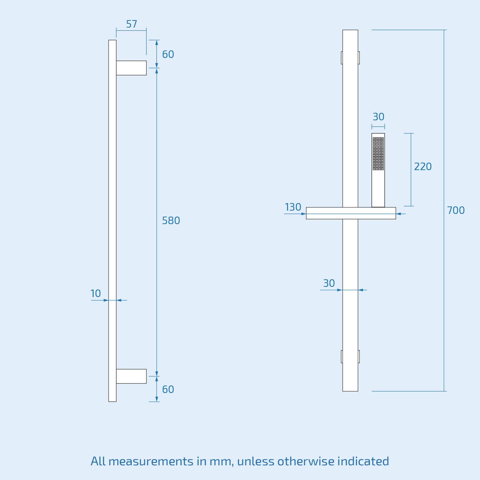 Scott Chrome Plated Abs Plastic - Single Function Handset & Rail