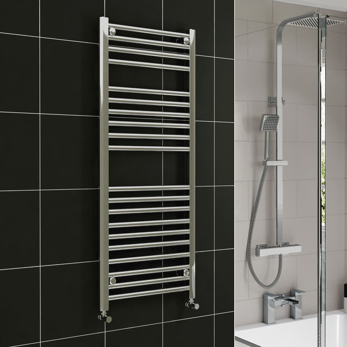 Kartel 1200 x 400mm Straight Radiator Towel Rail Chrome