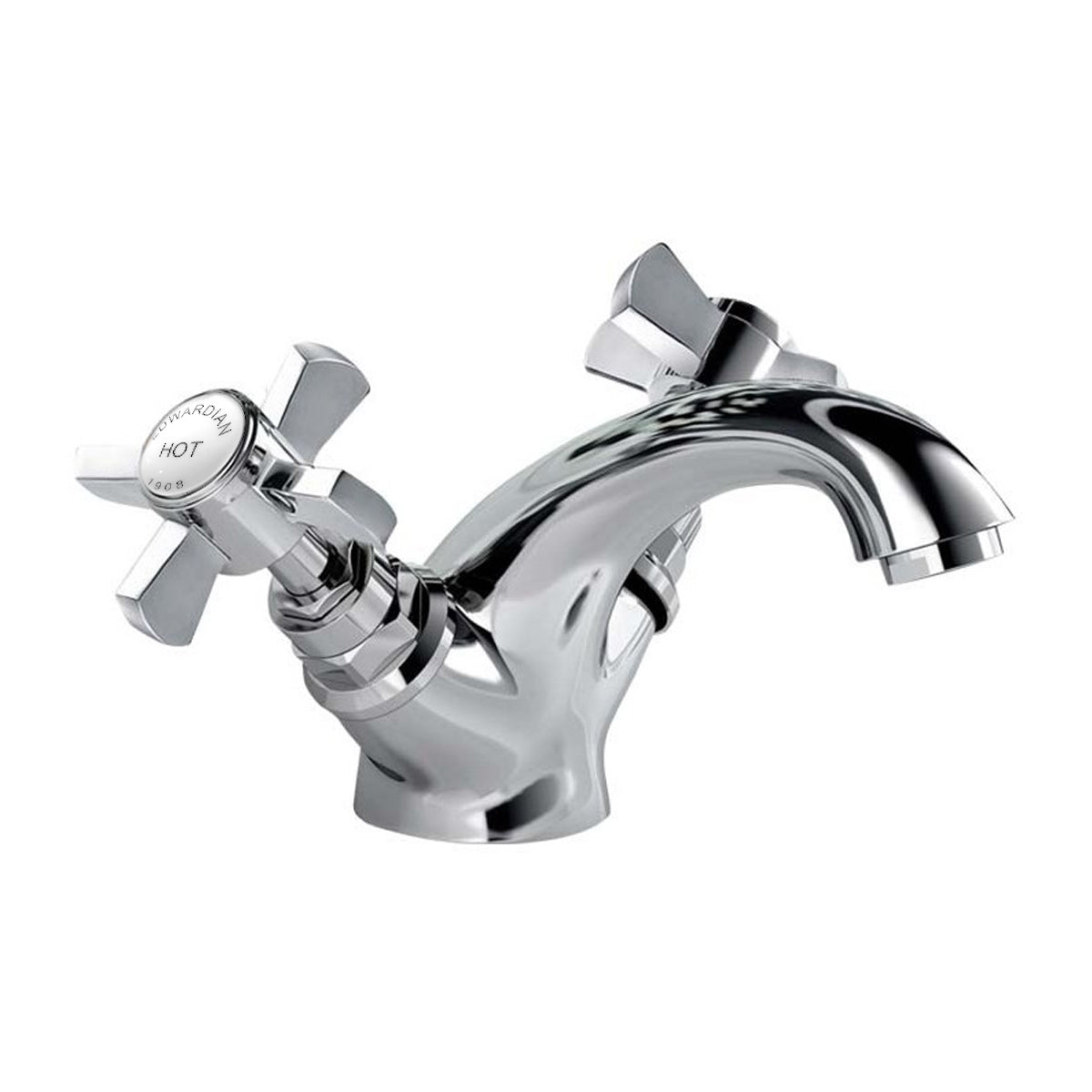 Traditional Dual Cross Head Sink Basin Mono Mixer Tap Chrome