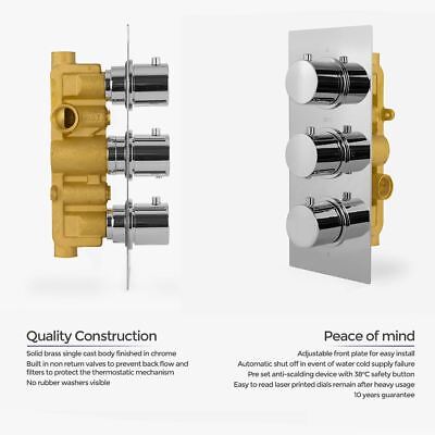 Calla Concealed Two-Way Three-Dial Valve With Slim Round Wall Mounted Shower Head And Pencil Handset Kit