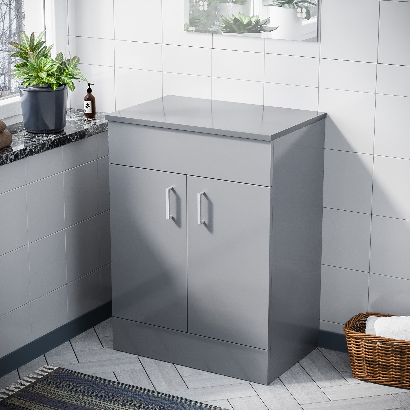 Nanuya 600mm Floorstanding Vanity Unit Grey