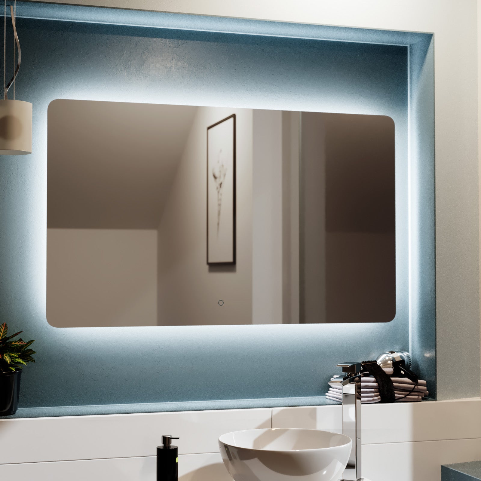 Bathroom Modern LED IP44 Illuminated Rectangular Demister Mirror 1000 X 600mm