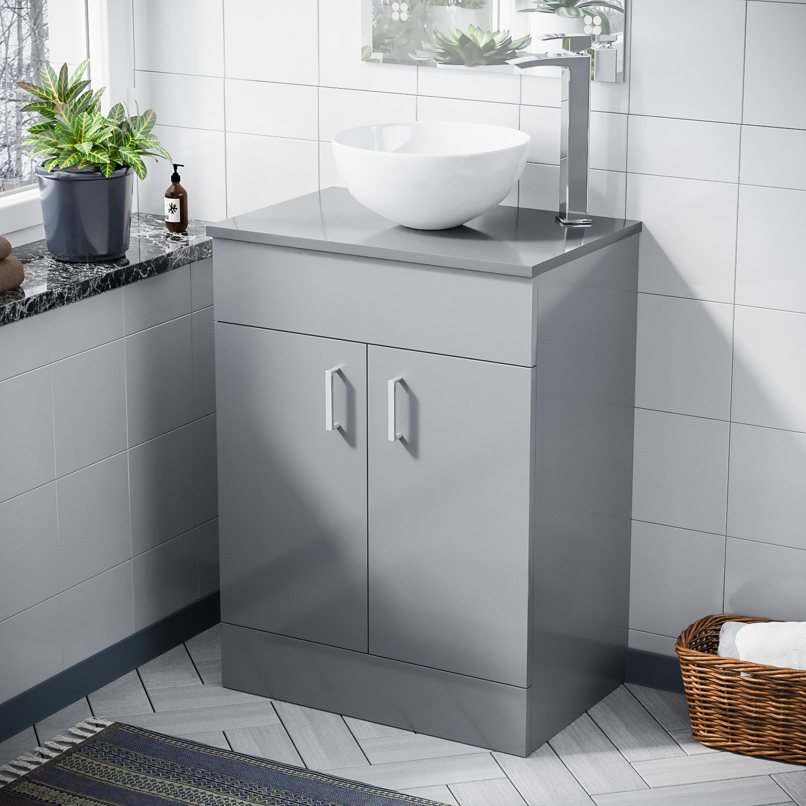 Nanuya 600mm Floorstanding Vanity Unit Grey