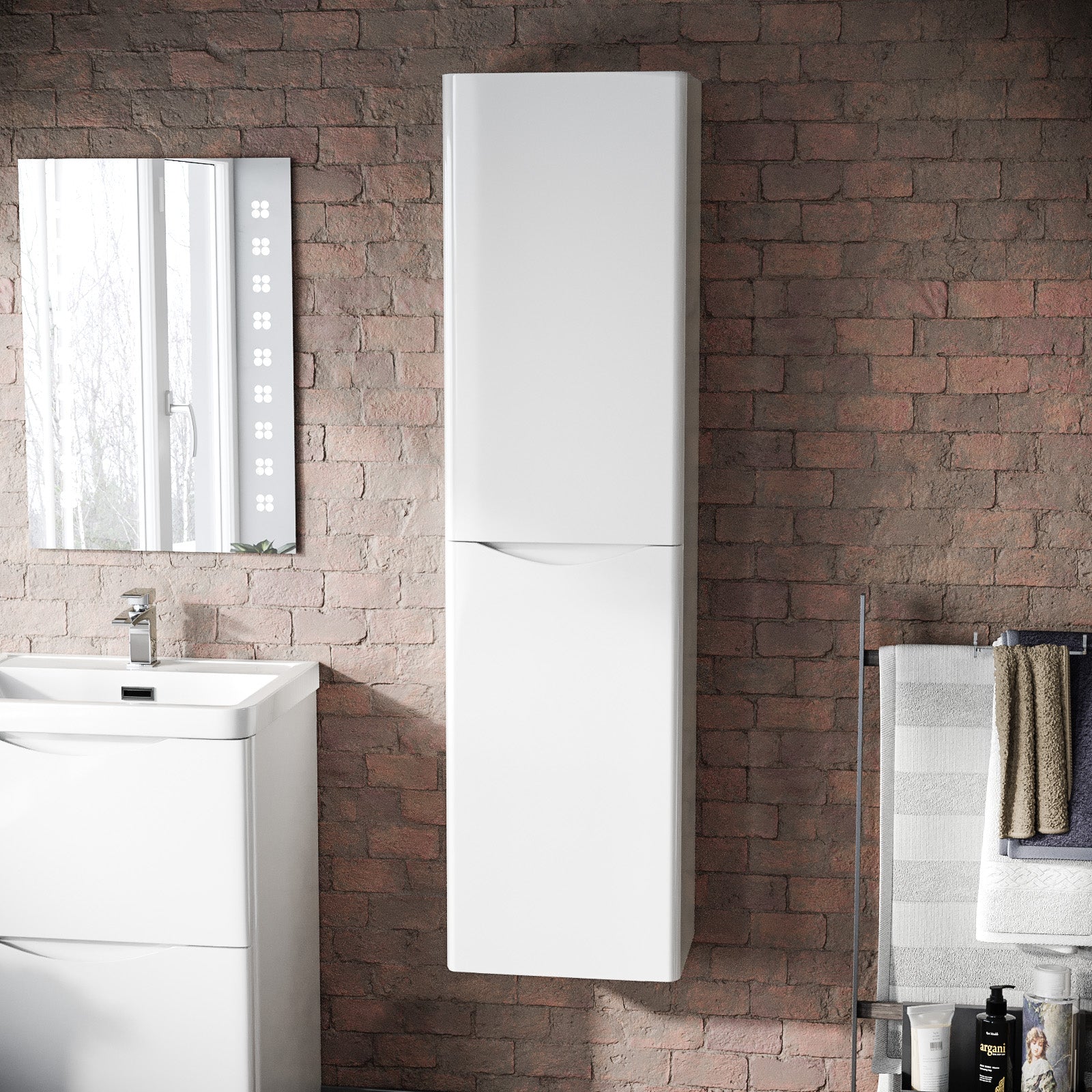 Merton Bathroom Wall Hung Cupboard Cabinet Vanity Storage White
