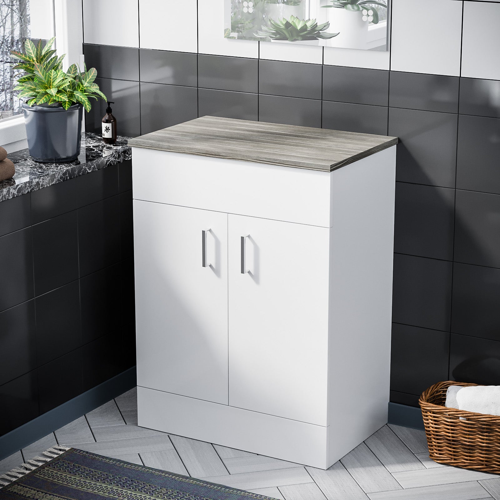 Nanuya 600mm Floorstanding Vanity Unit Oak Flat Pack